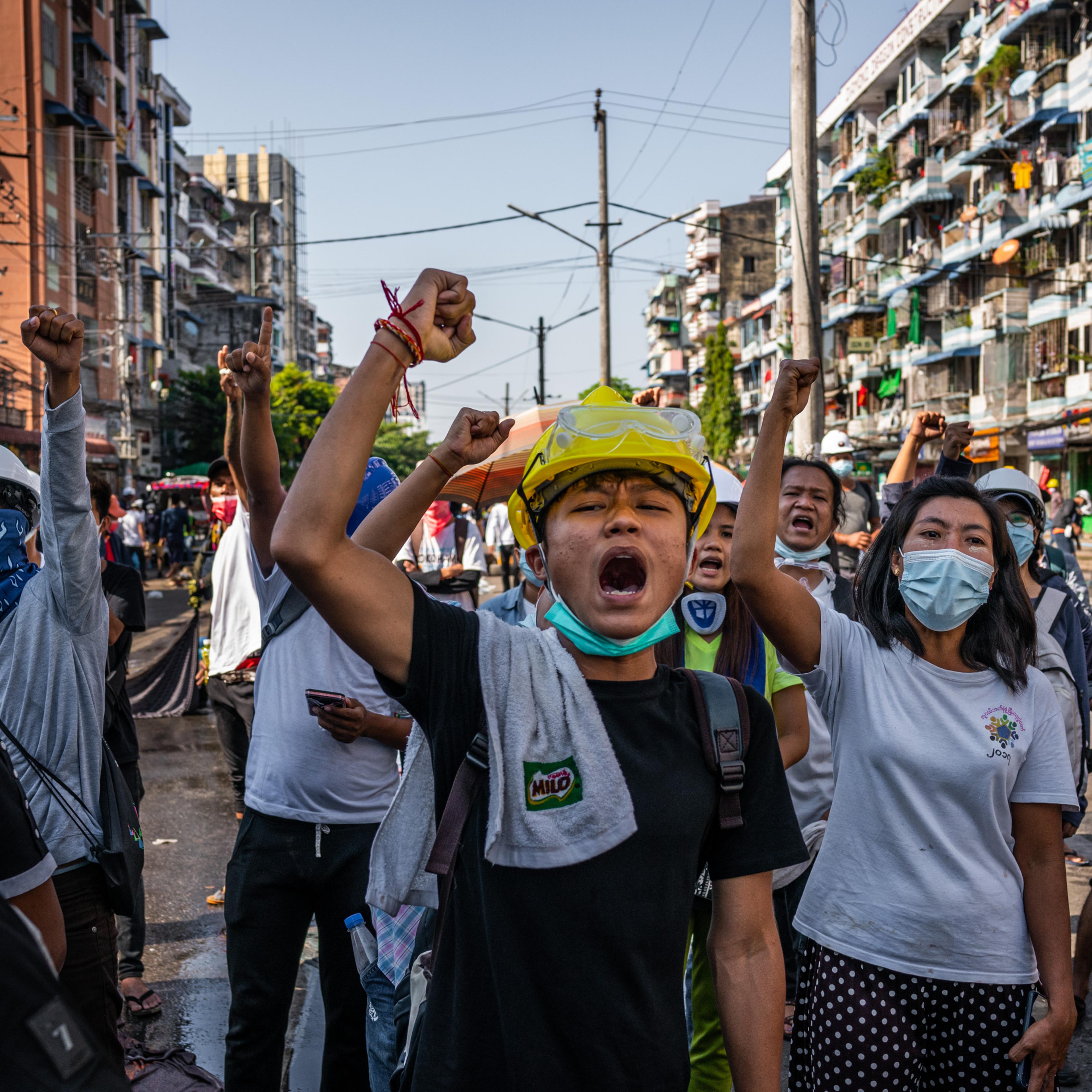Riot Police Crack Down On Anti-coup Protesters