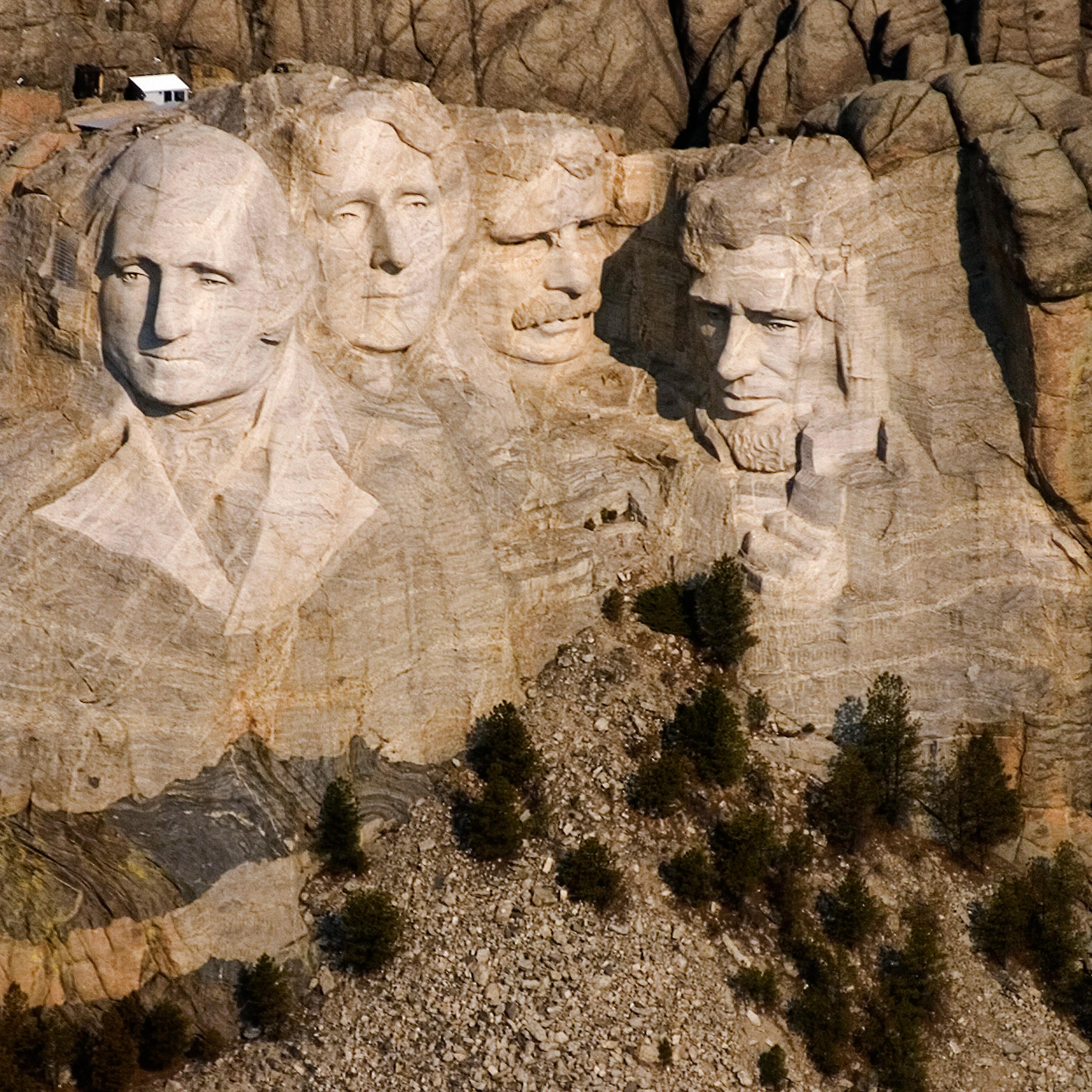 FILE - This April 22, 2008, aerial file photo shows the Mount Rushmore National Memorial in the Black Hills near Keystone, S.D. In October 2016, the memorial that through the years has become the state's most famous attraction and draws about 3 million v