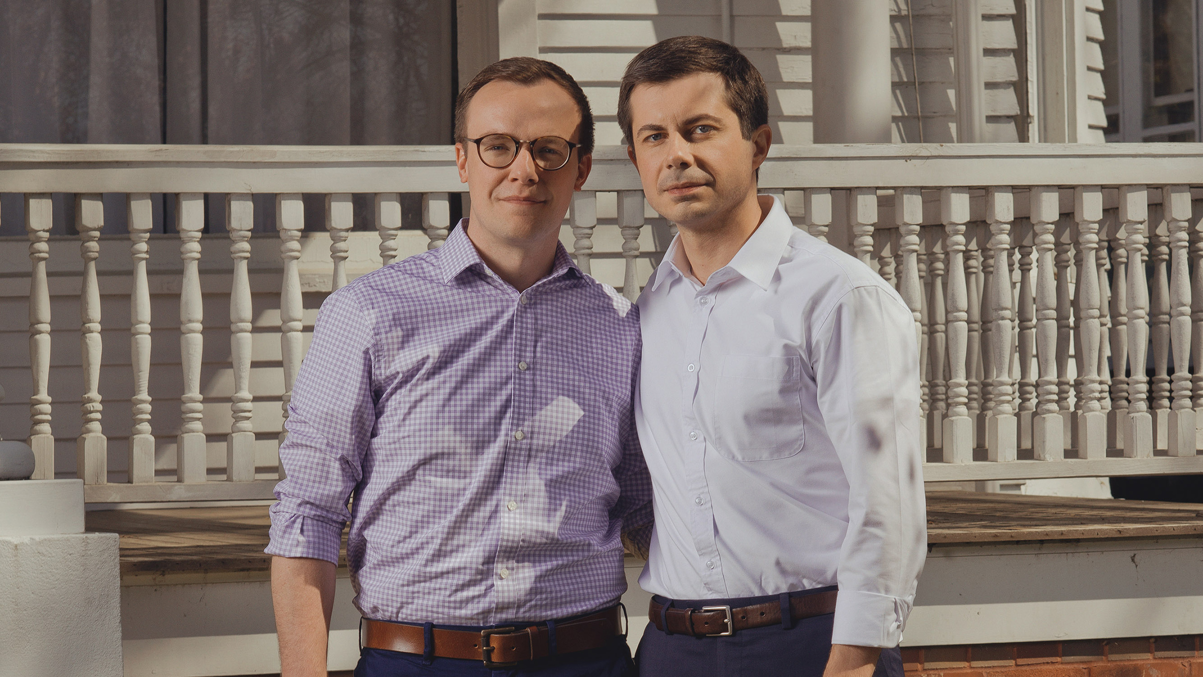 Chasten Glezman and Mayor Pete Buttigieg at their home in South Bend, Ind.