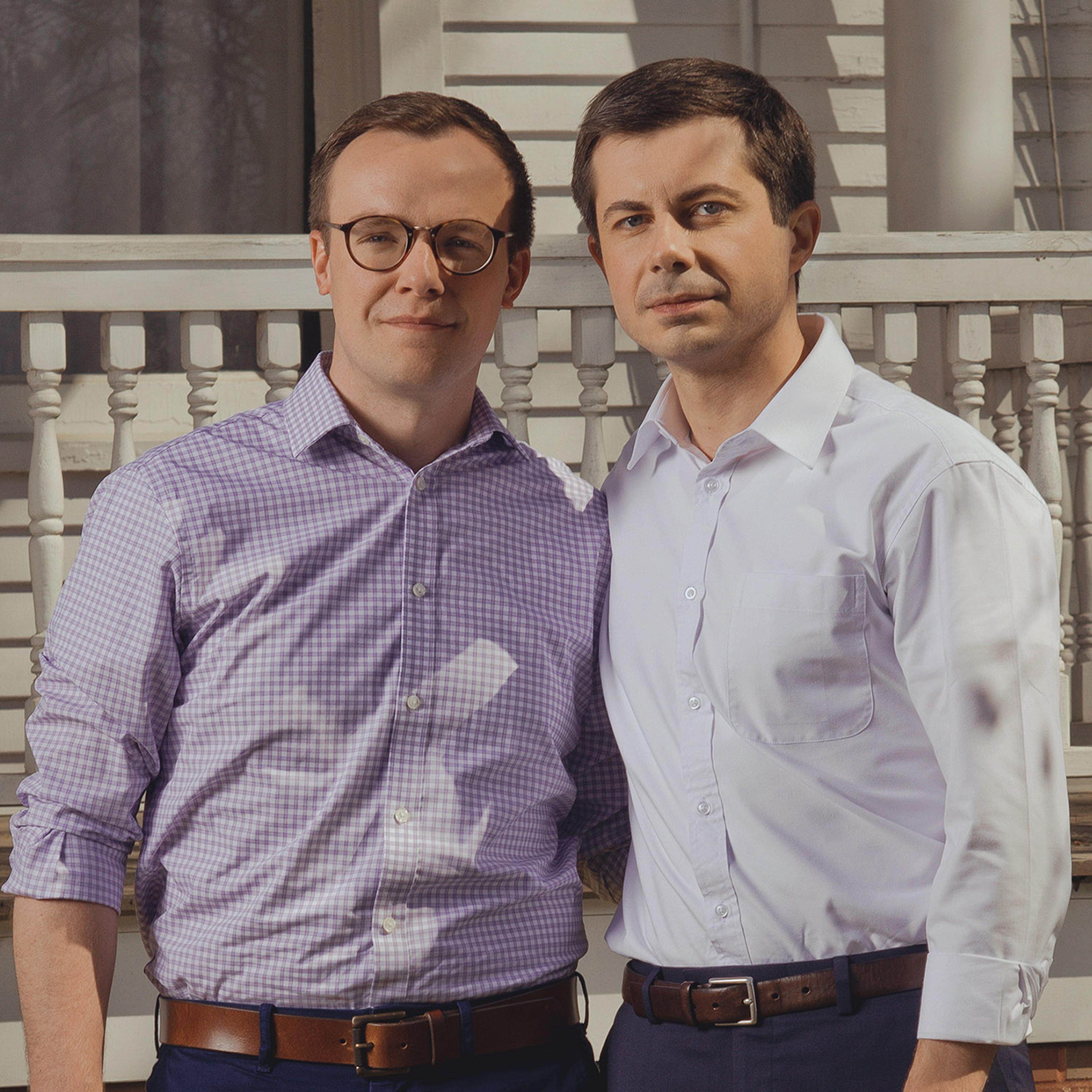 Chasten Glezman and Mayor Pete Buttigieg at their home in South Bend, Ind.