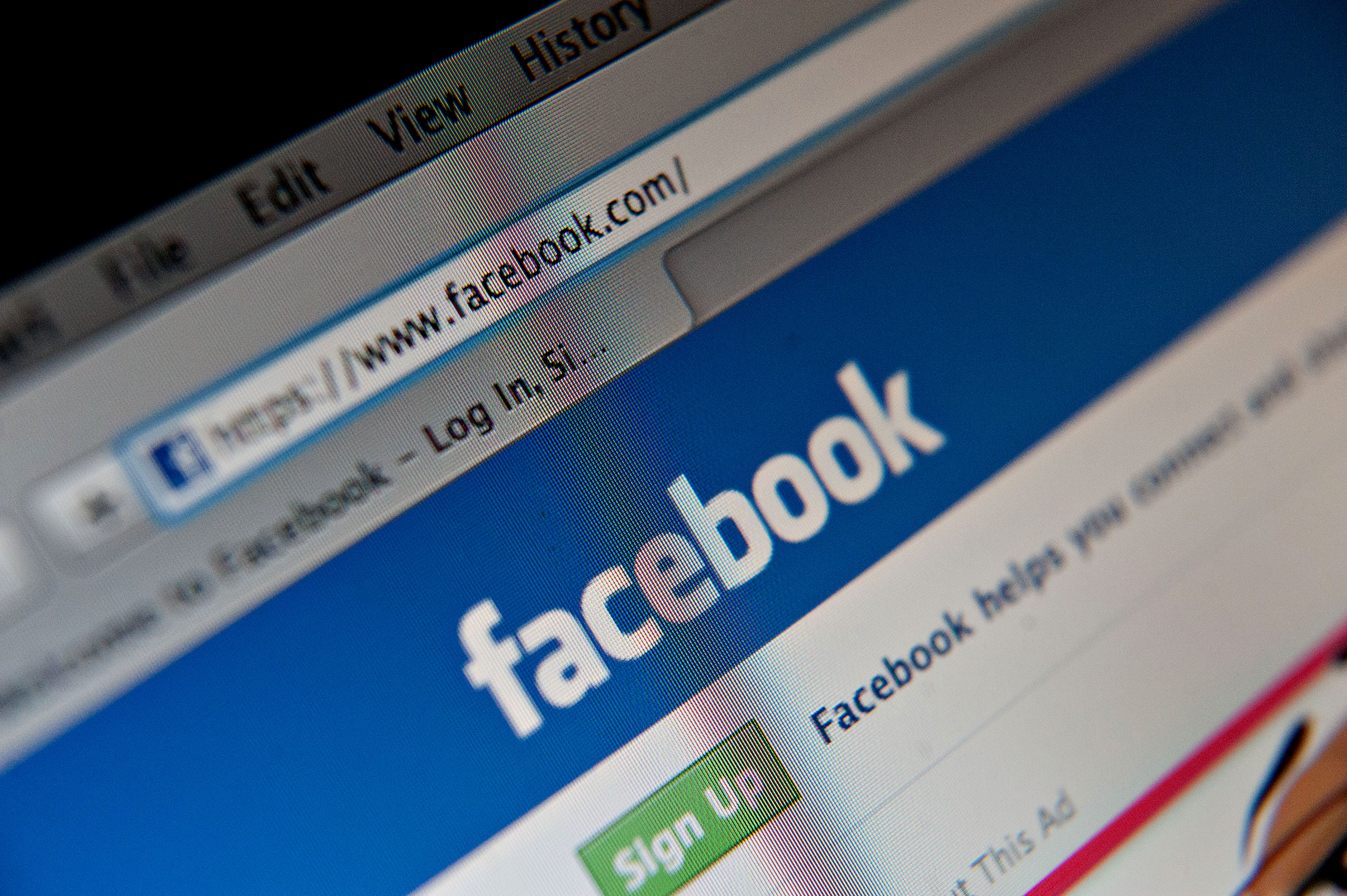 The top of the login page for Facebook.com.