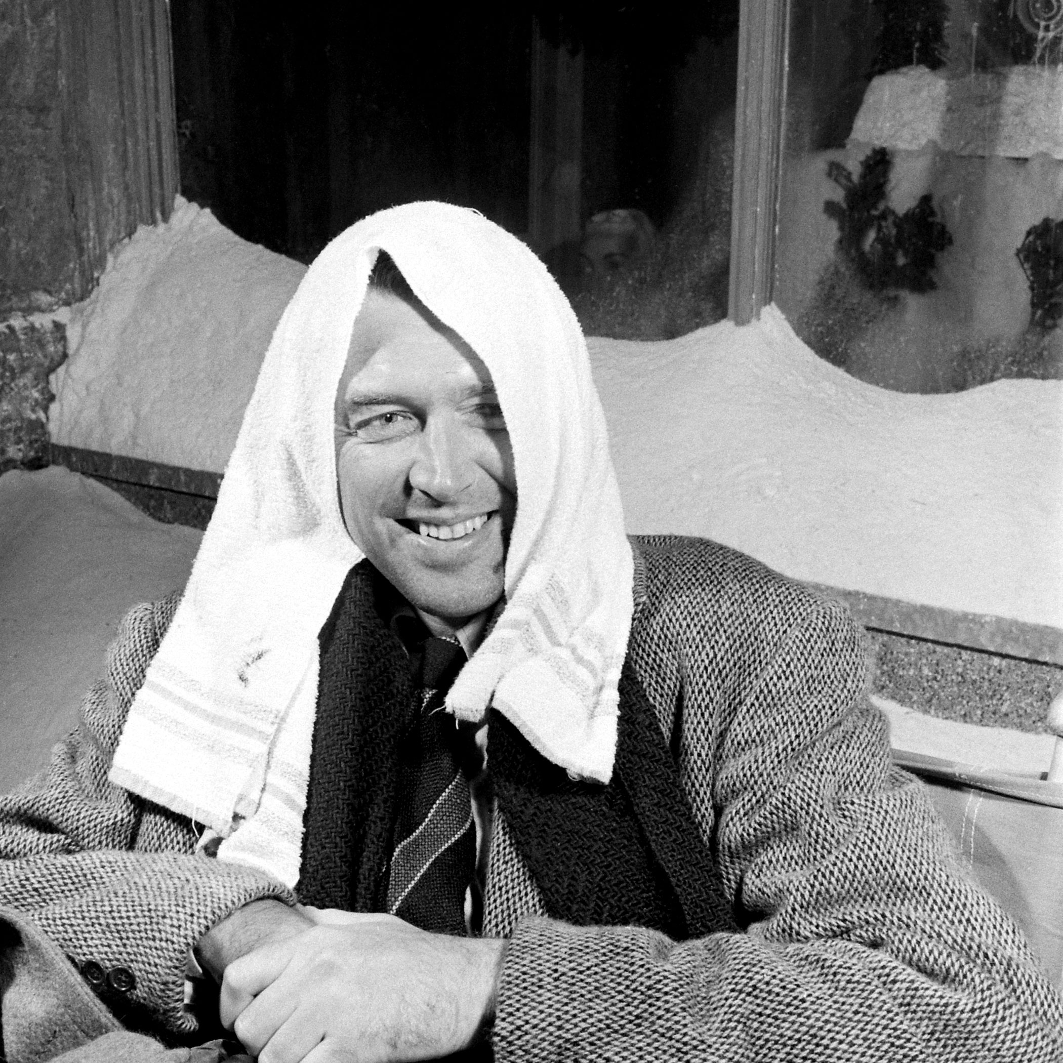 Jimmy Stewart on the set of 'It's a Wonderful Life.'