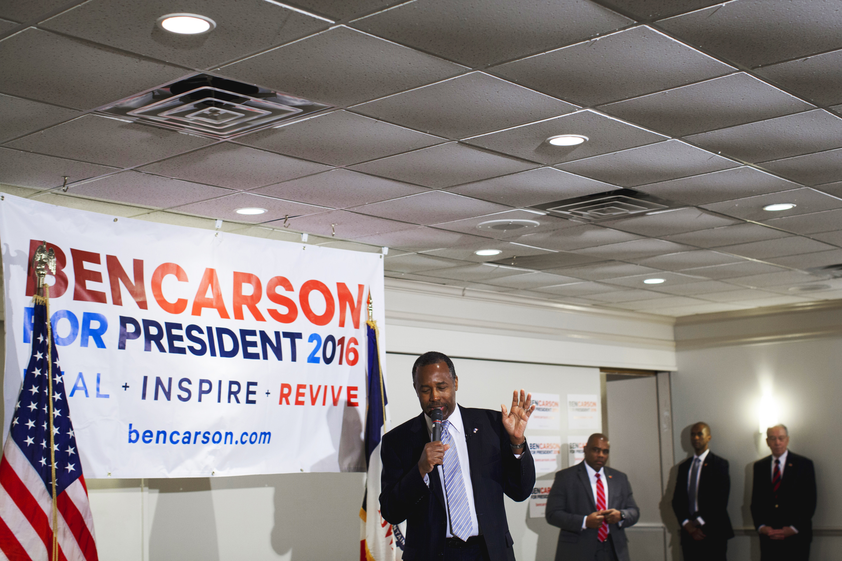 Ben Carson spoke to supporters this afternoon at The University Club in Iowa City on January 29th. (Natalie Keyssar for TIME)