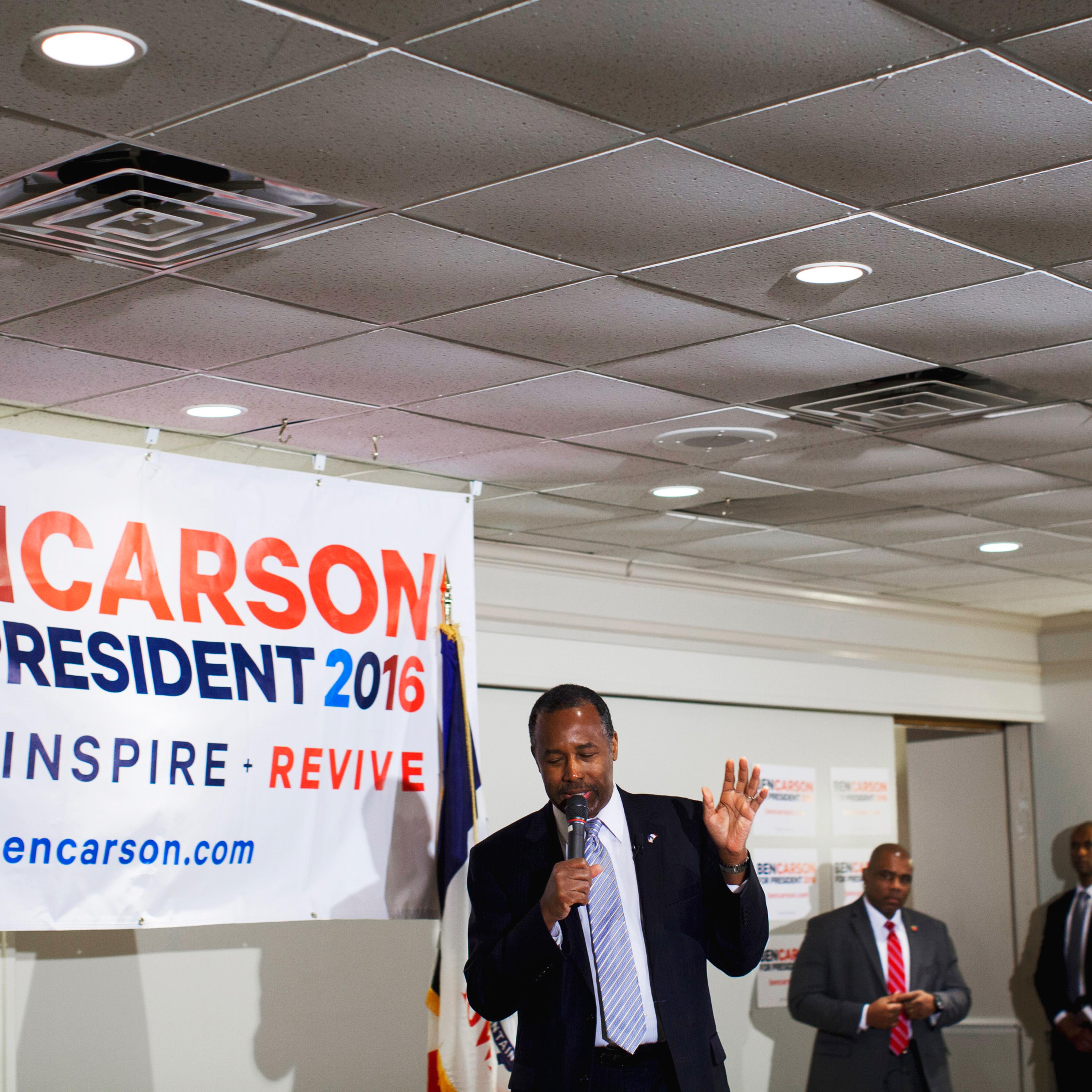 Ben Carson spoke to supporters this afternoon at The University Club in Iowa City on January 29th. (Natalie Keyssar for TIME)