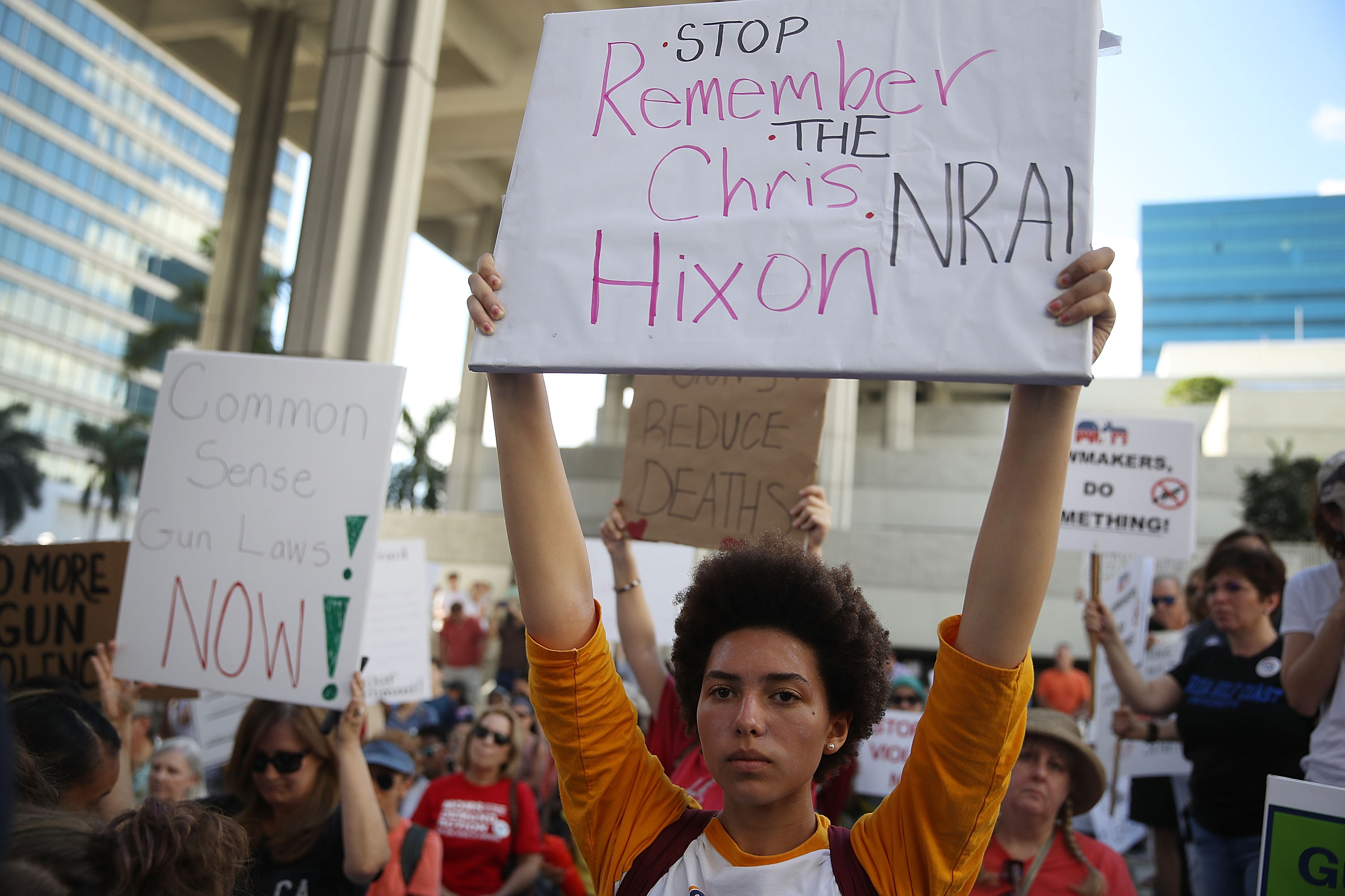 Protestors Rally For Gun Control At Broward Courthouse After FL School Shooting
