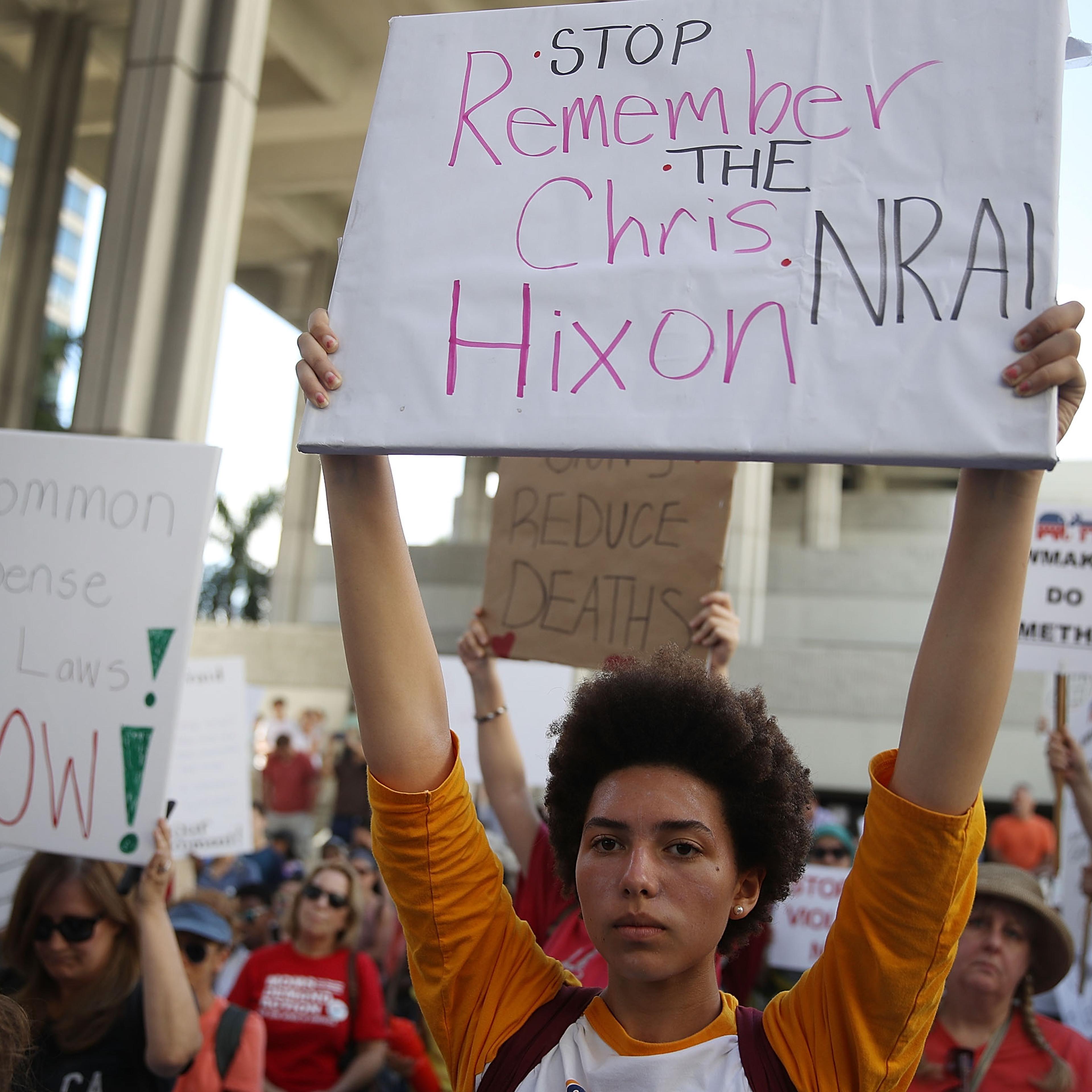 Protestors Rally For Gun Control At Broward Courthouse After FL School Shooting