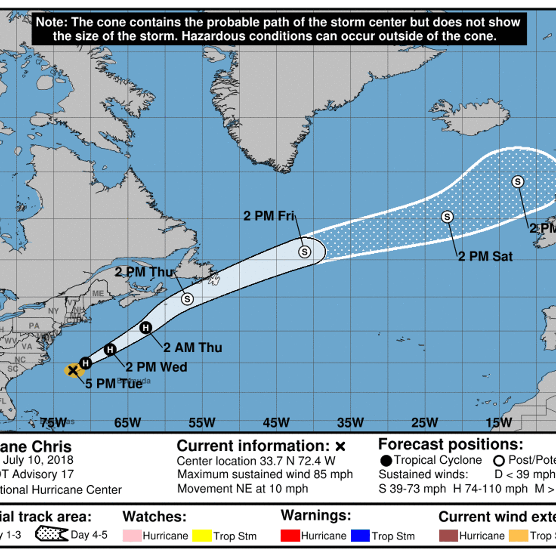 Hurricane Chris forecasted path