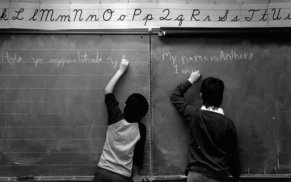 MAR 30 1987; Valdez Elementary School; Bilingual classroom, teacher is Elaine Madera; Juan Estrada (