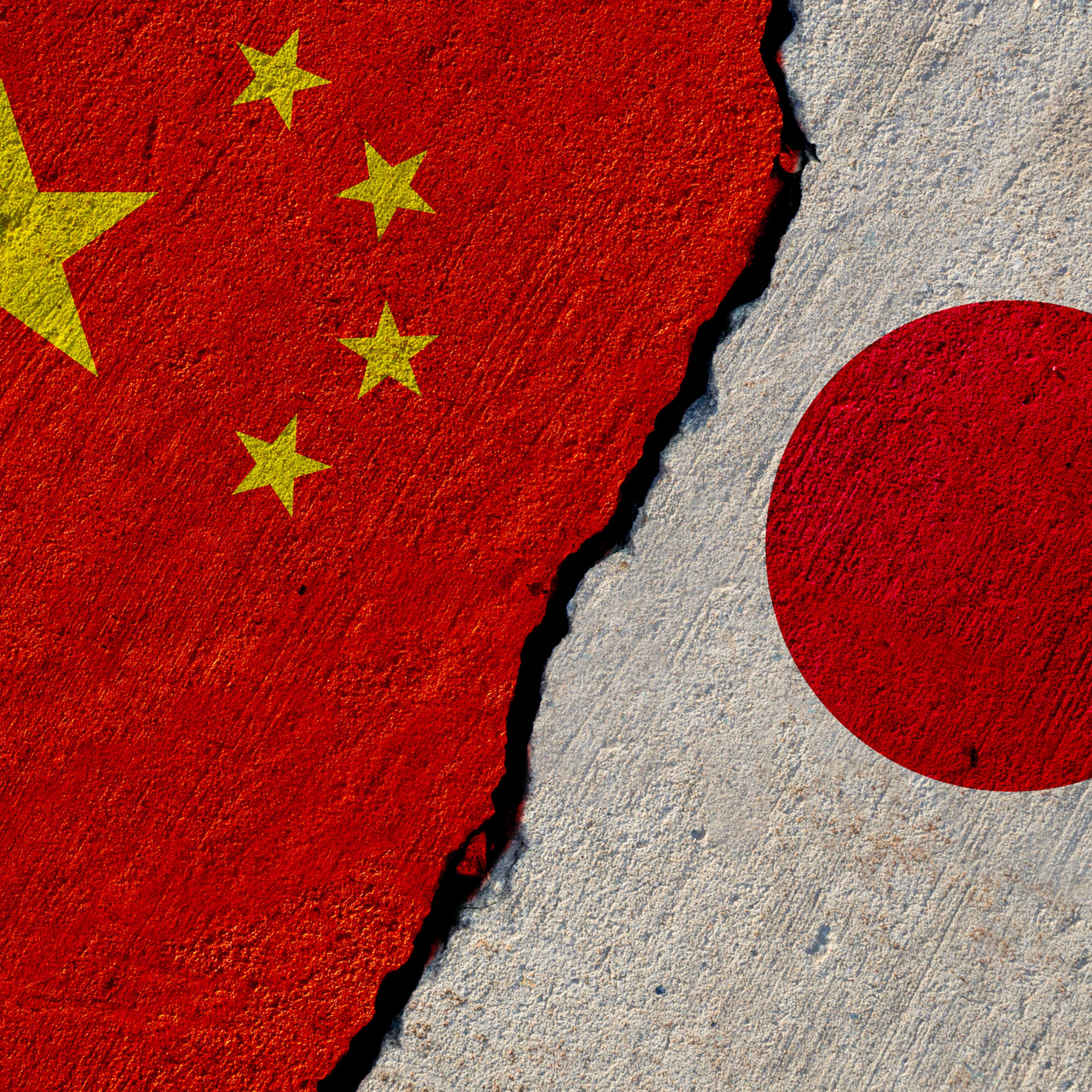 Chinese and Japanese flags