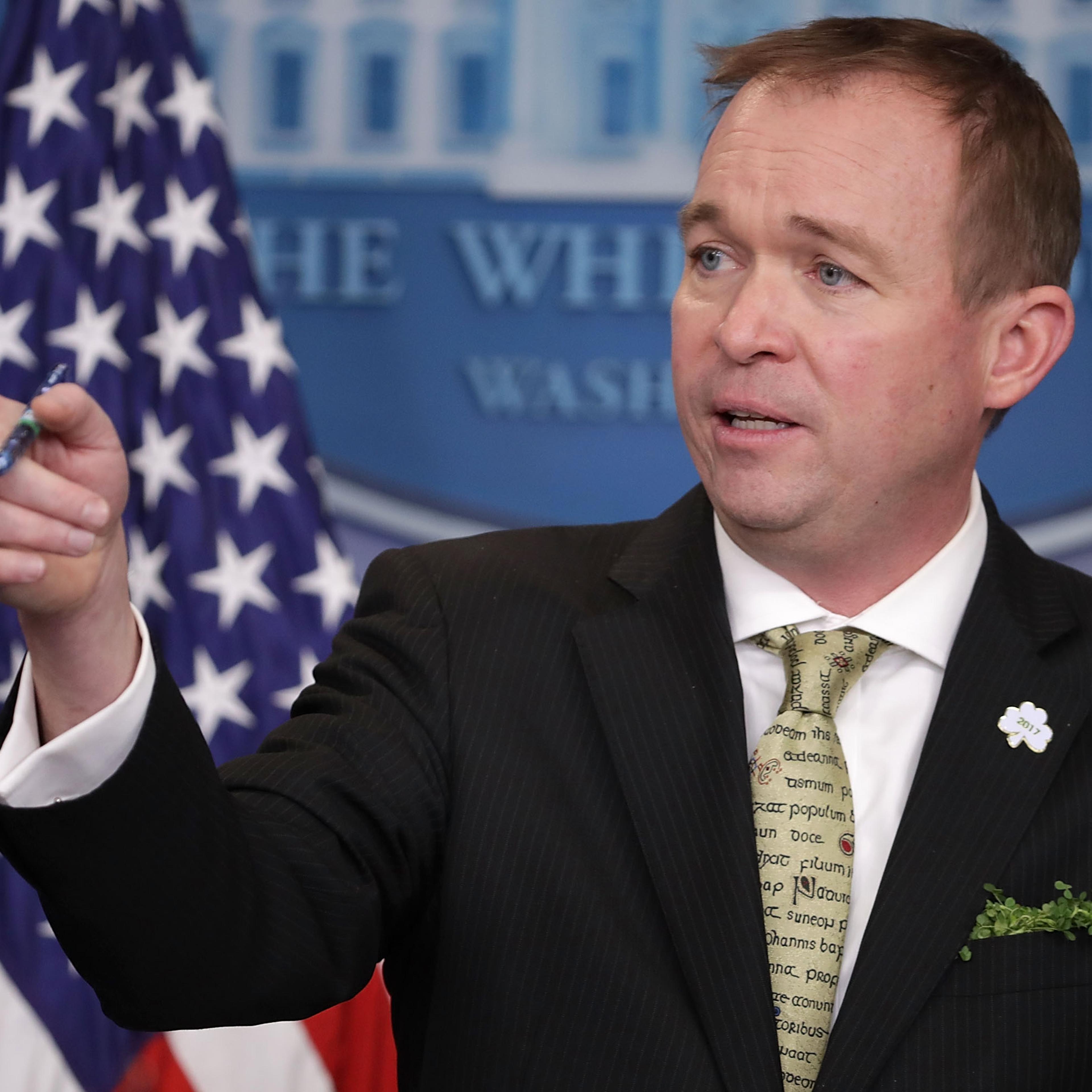 OMB Director Mick Mulvaney And White House Press Secretary Sean Spicer Brief The Media At The White House