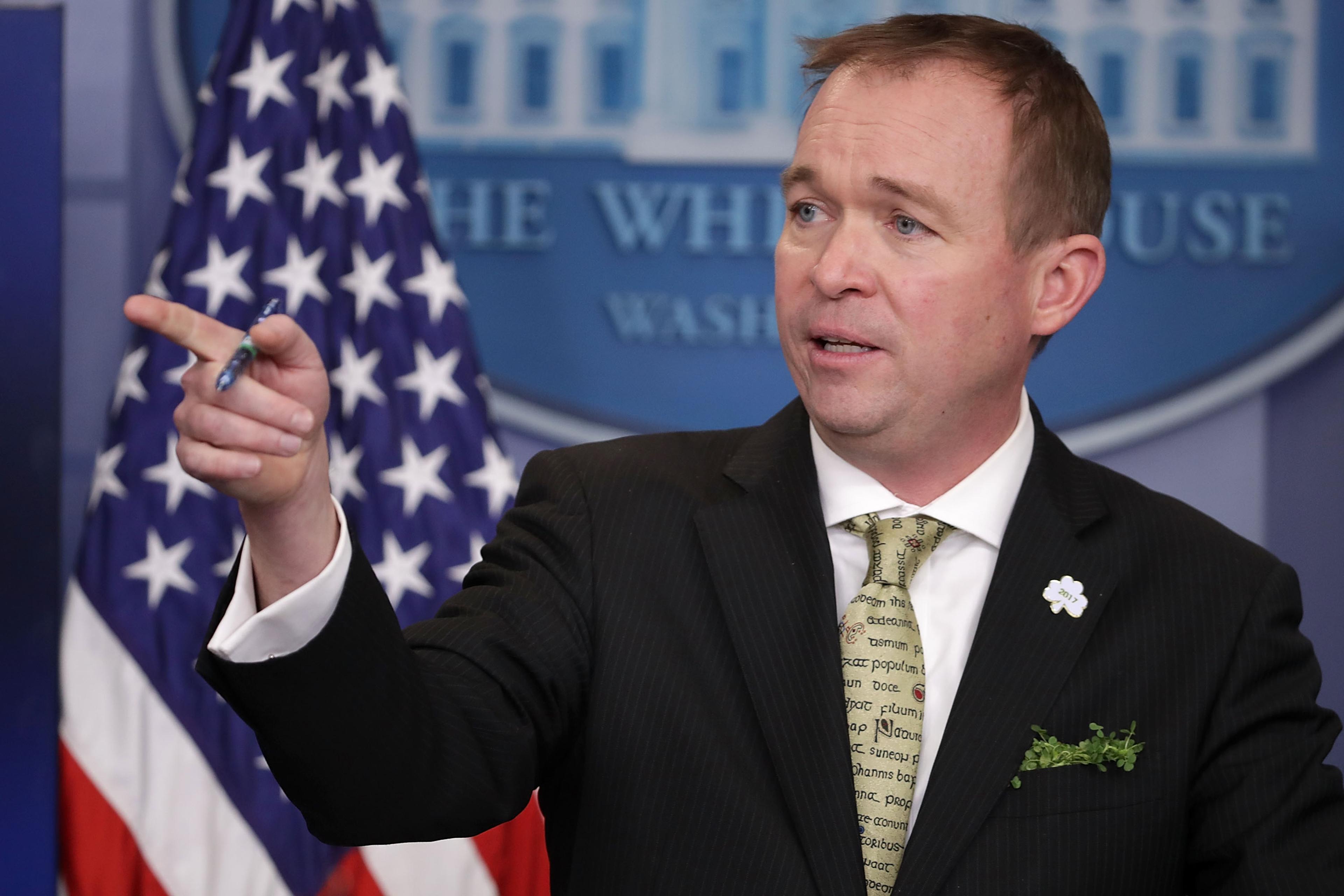 OMB Director Mick Mulvaney And White House Press Secretary Sean Spicer Brief The Media At The White House