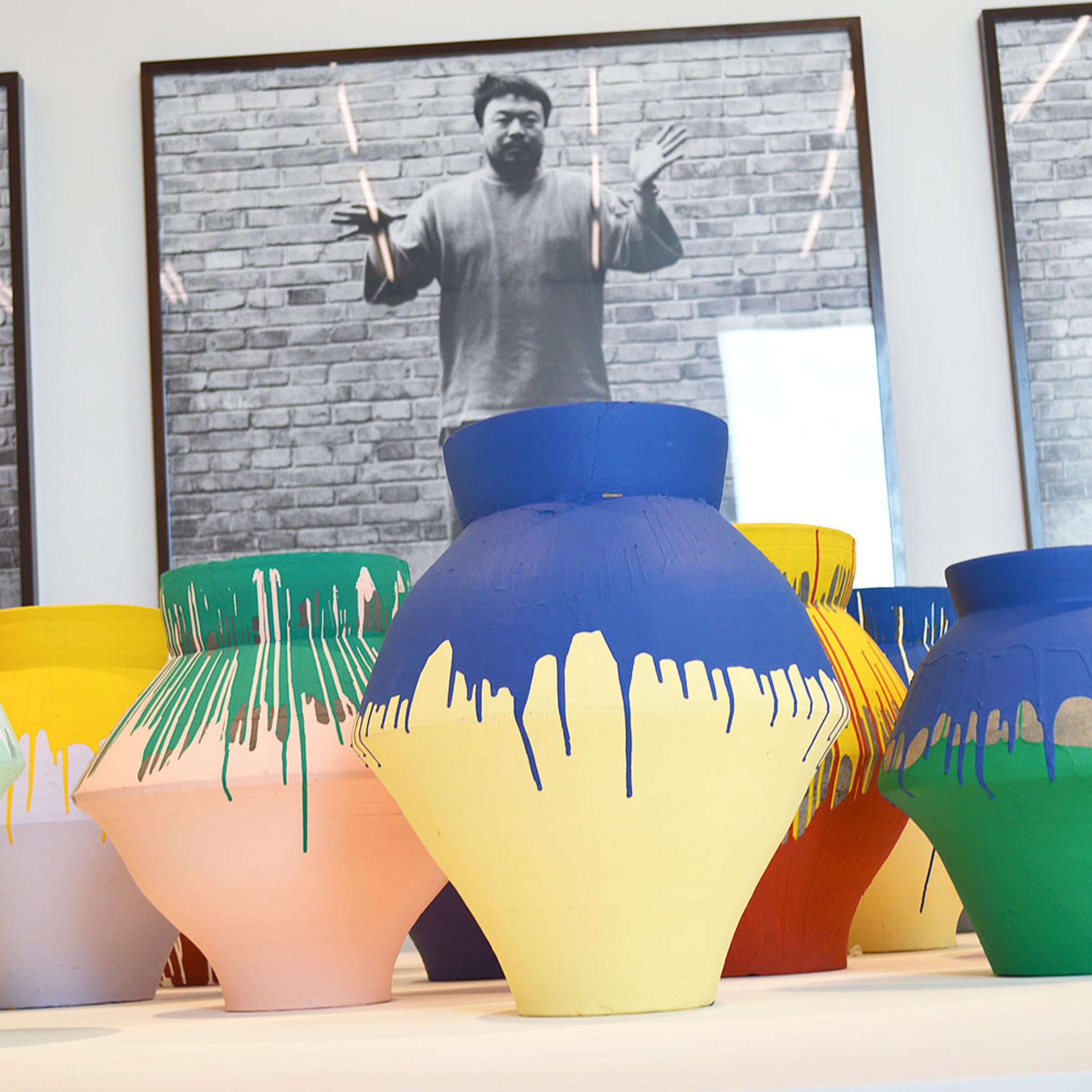 Chinese artist Ai Weiwei's "Colored Vases" are shown at the Perez Art Museum Miami, Florida in this Dec. 3, 2013 photo