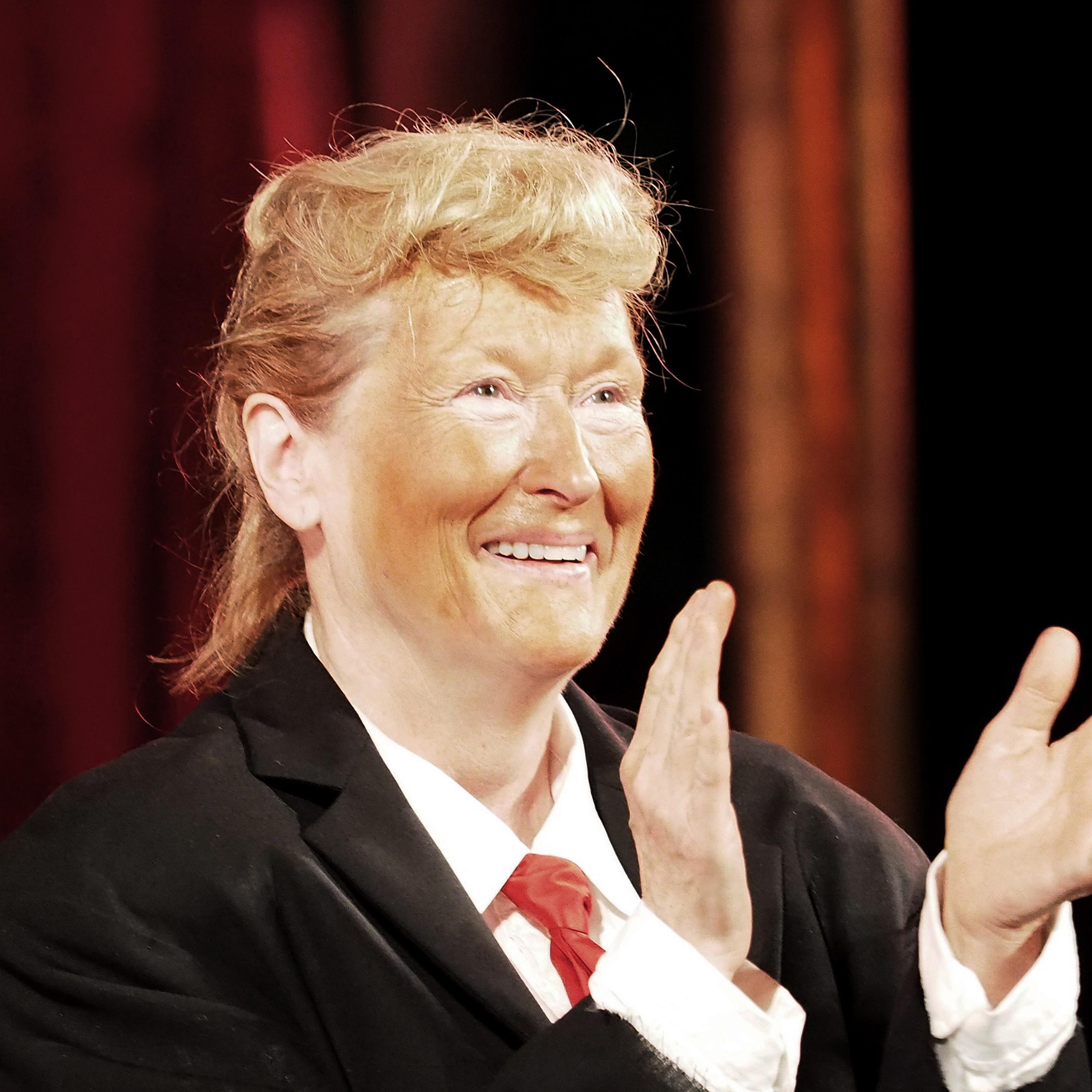 Meryl Streep, dressed as Donald Trump, performs onstage at the 2016 Public Theater Gala at Delacorte Theater in New York City on June 6, 2016.
