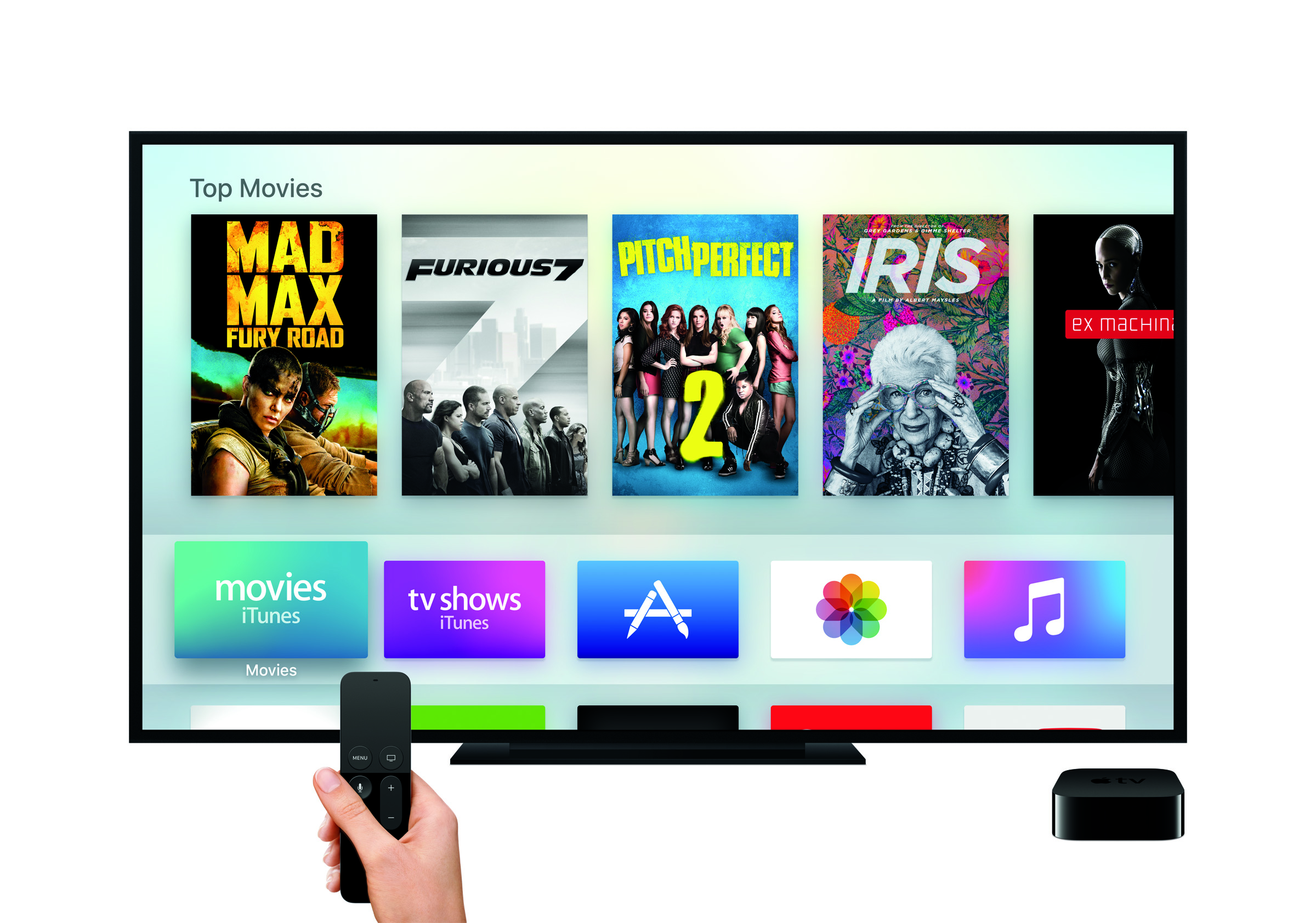 Siri remote, tvOS, and the App Store running on the new Apple TV
