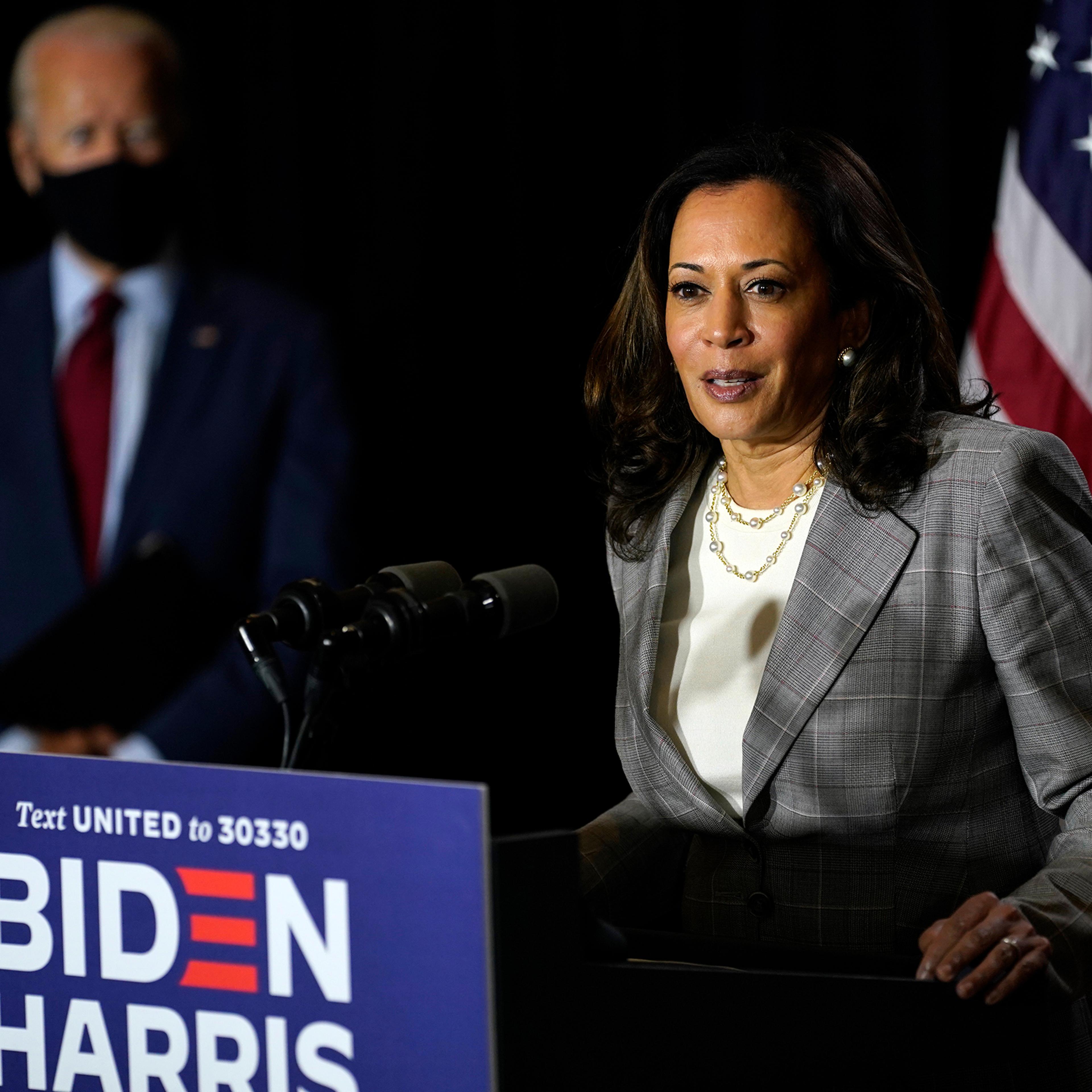 VP candidate Harris speaks in Wilmington, Del., on Aug. 13
