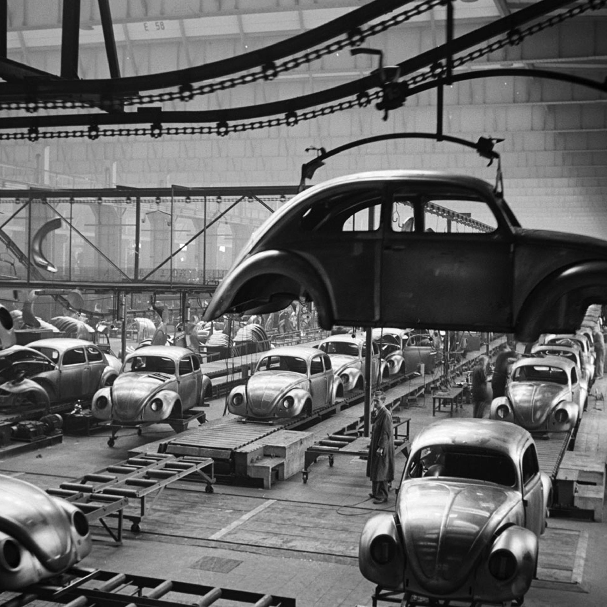 Scene at Volkswagen's main plant, Wolfsburg, Germany, July 1951.