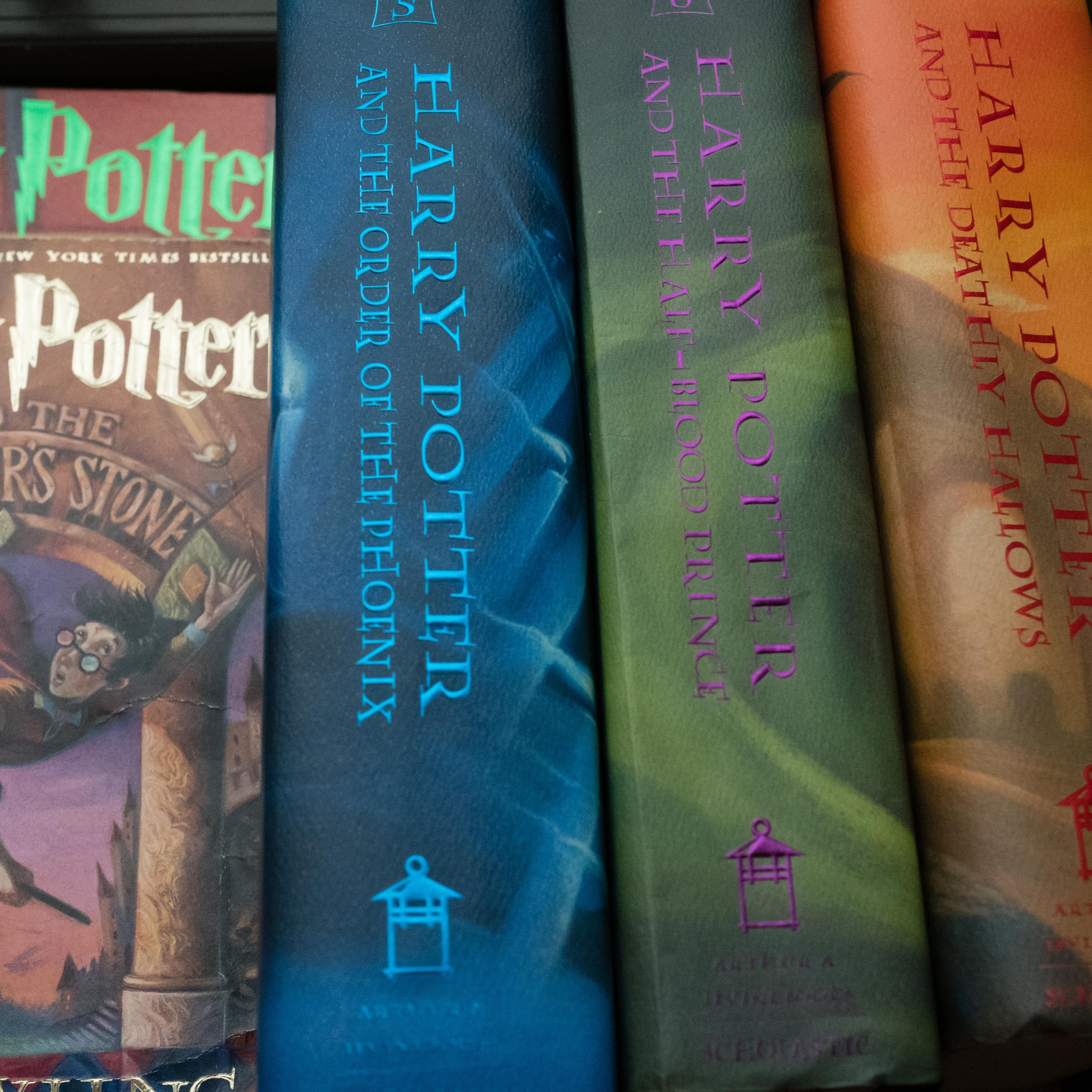 A collection of Harry Potter books are pictured at the home of Caitlin Moore in Washington, DC.