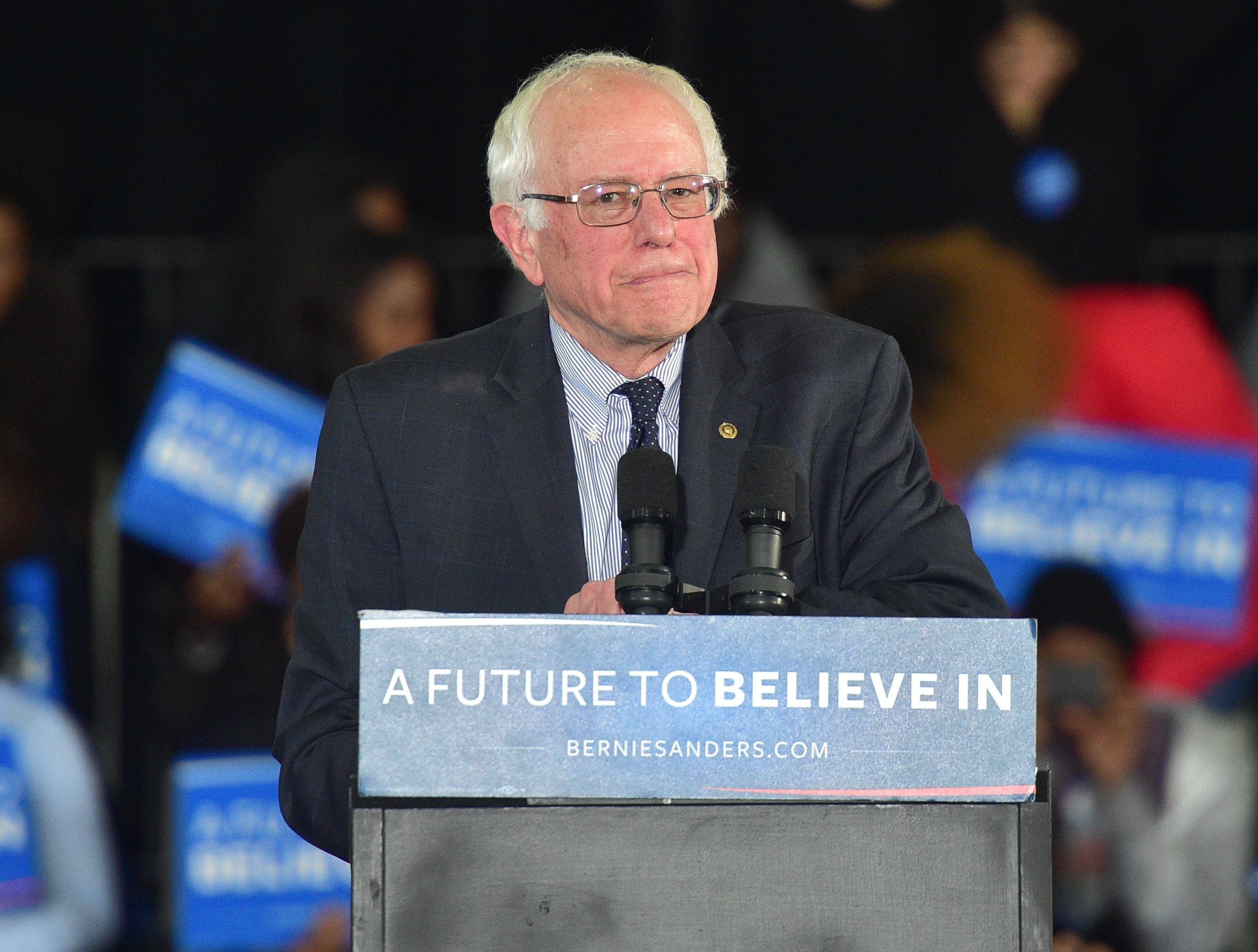 Democratic Presidentail Candidate Sen. Bernie Sanders speaks during the Bernie Sanders HBCU Tour and Rally at Atlanta University Center on February 16, 2016 in Atlanta, Georgia.