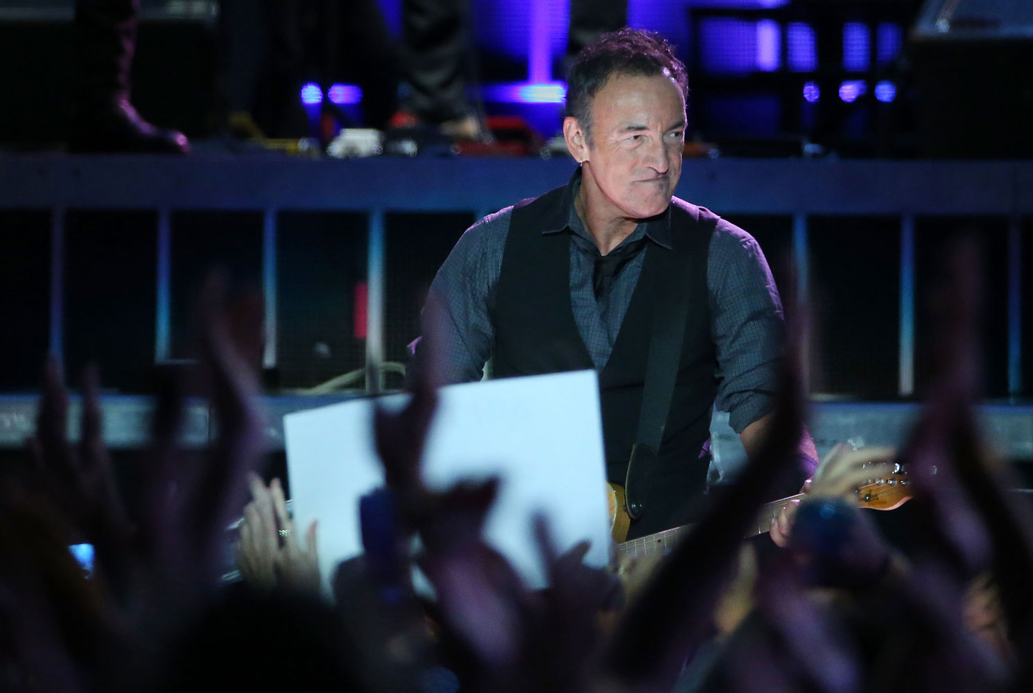 Bruce Springsteen perfomrs live on stange with the E Street Band on March 1, 2014 in Auckland, New Zealand.