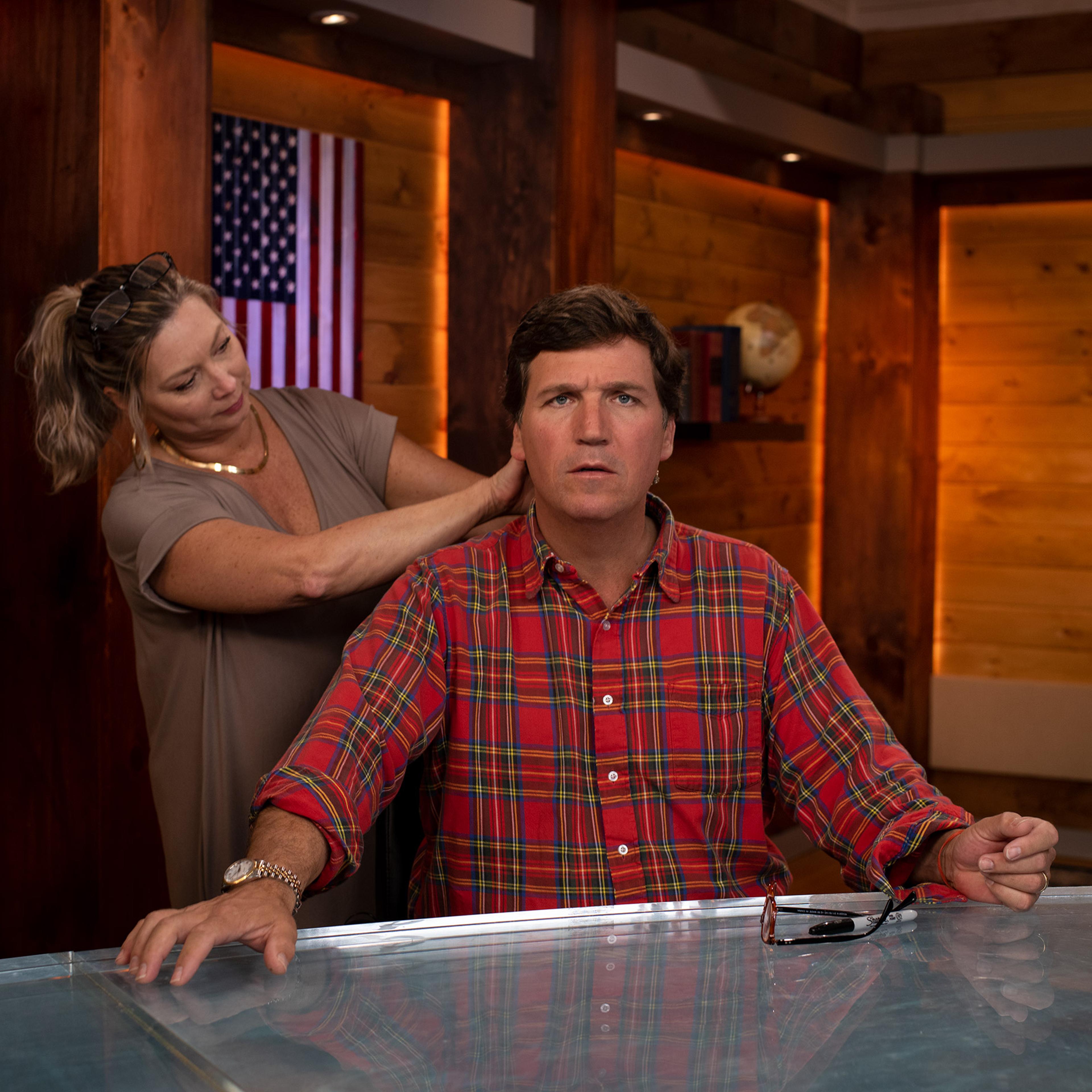 Tucker Carlson, at his Fox News Today studio in Maine on June 30, 2021. LORES