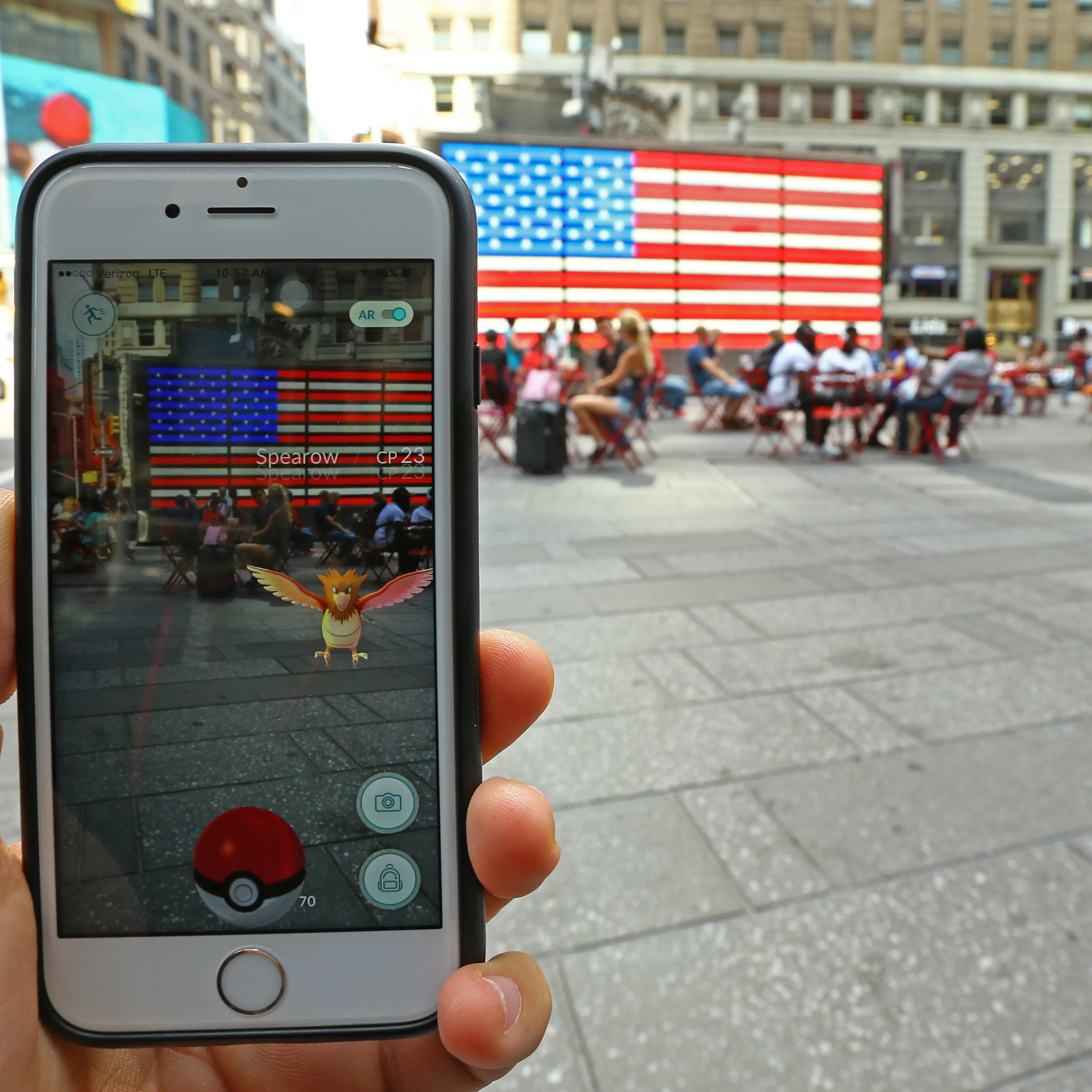 A Pokemon Go user plays Pokemon GO game in New York City, NY on July 13, 2016.