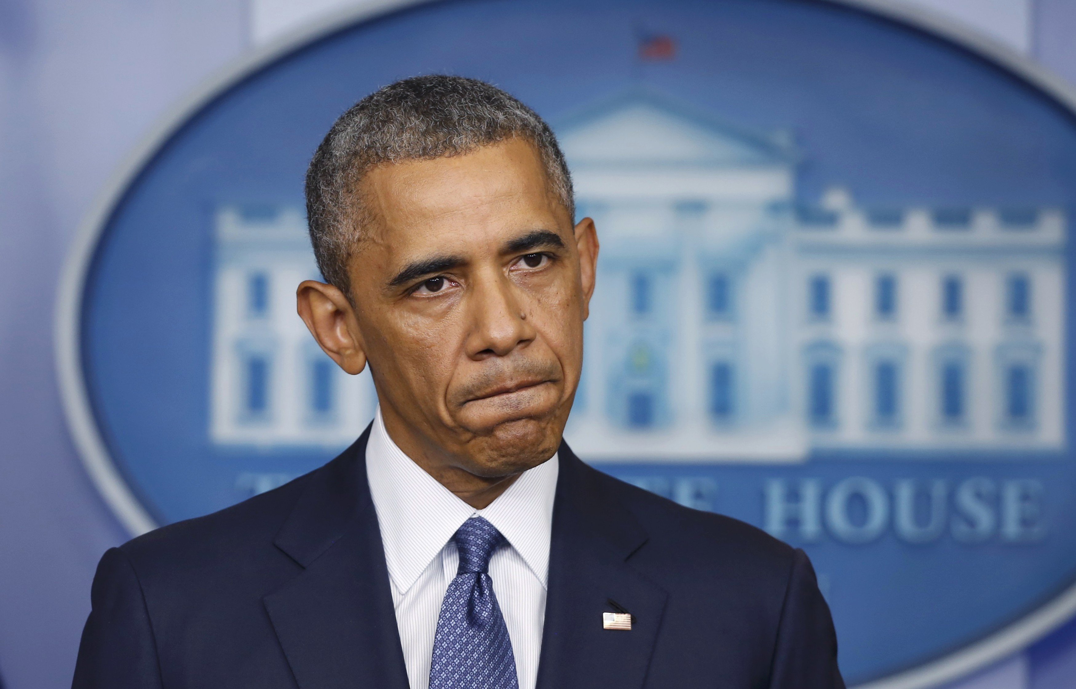 US President Barack Obama makes a statement while at the White House in Washington