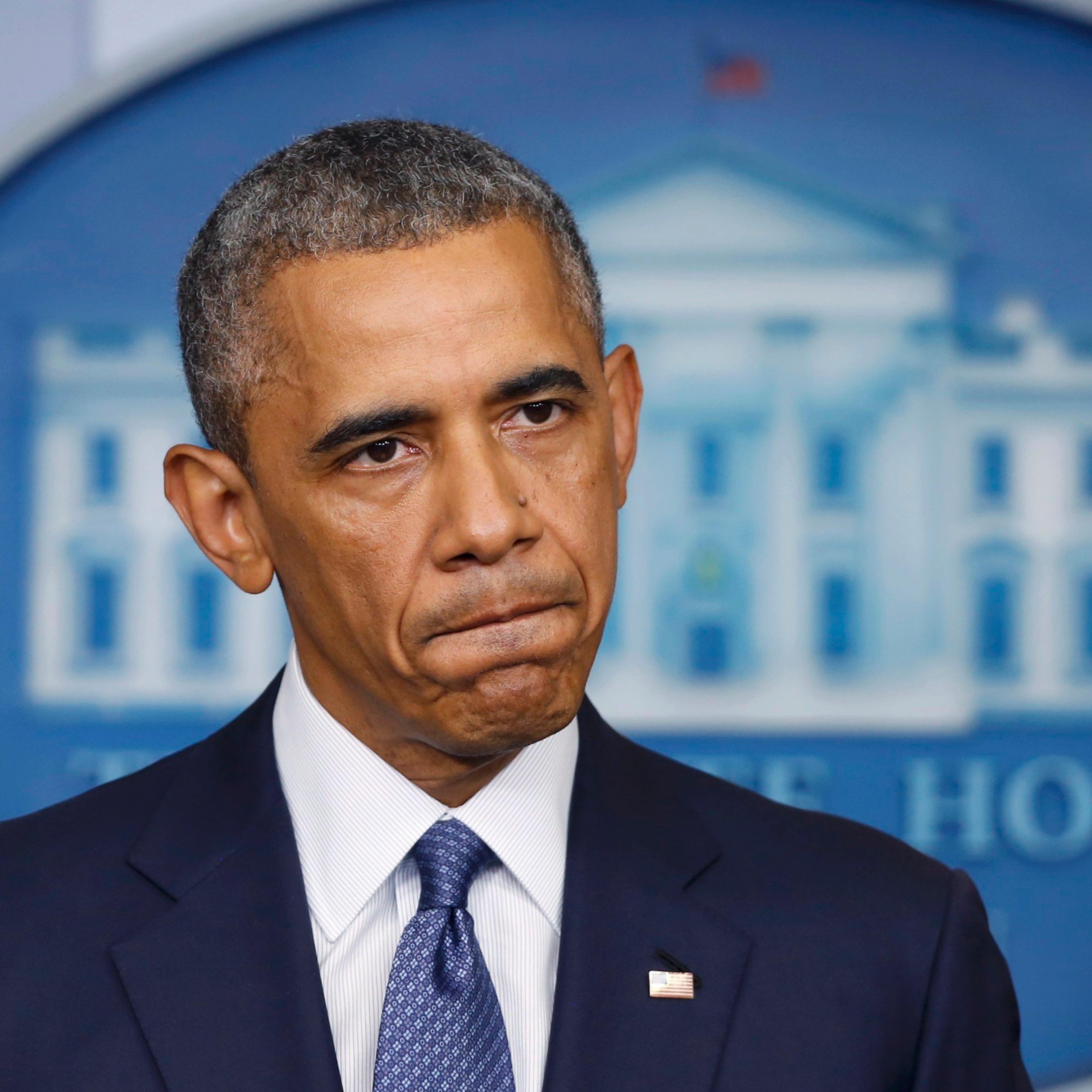 US President Barack Obama makes a statement while at the White House in Washington