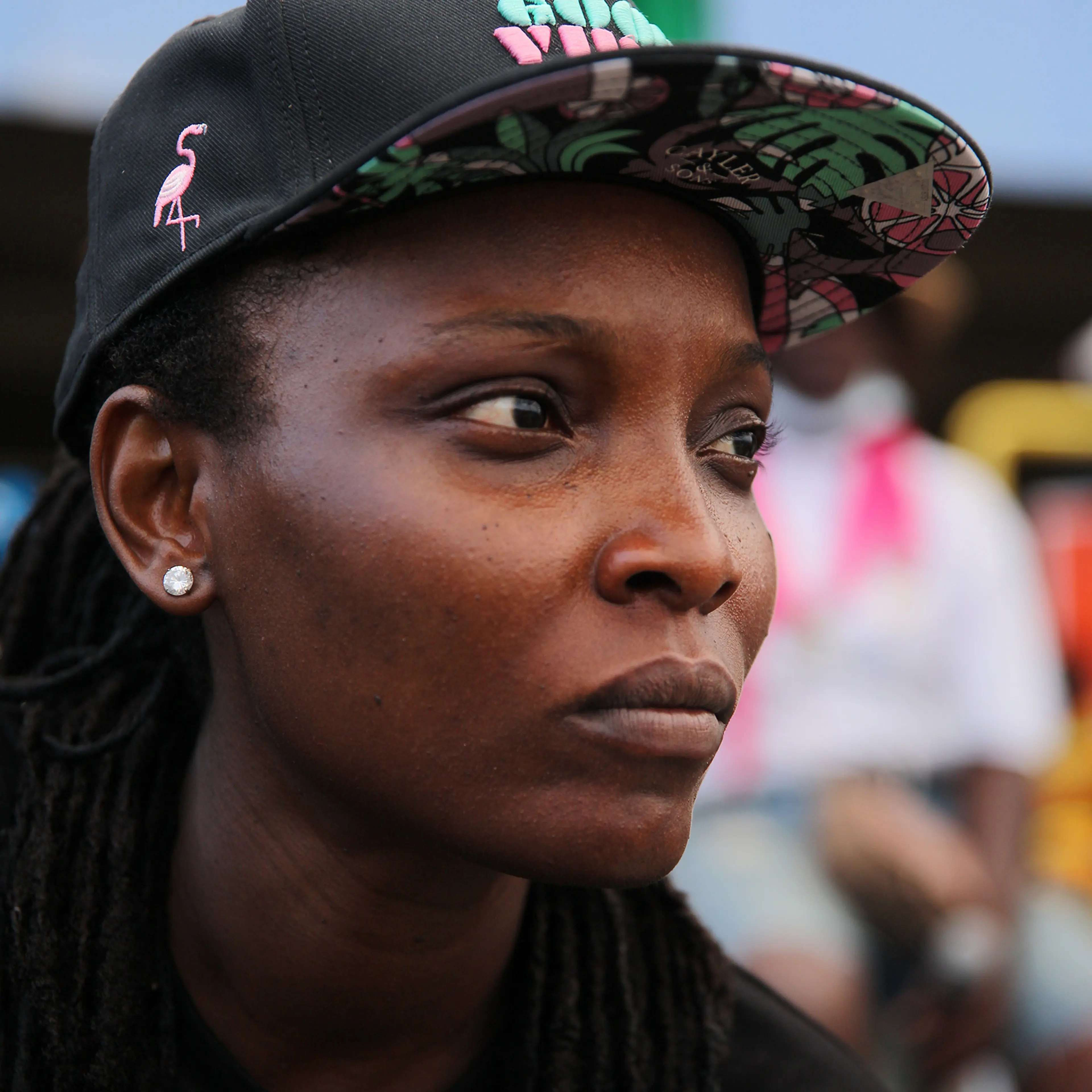 DJ Switch attends a protest against brutality at the Lekki toll gate on Oct. 20, 2020. Witnesses said security forces later opened fire to disperse the crowd, killing several people.