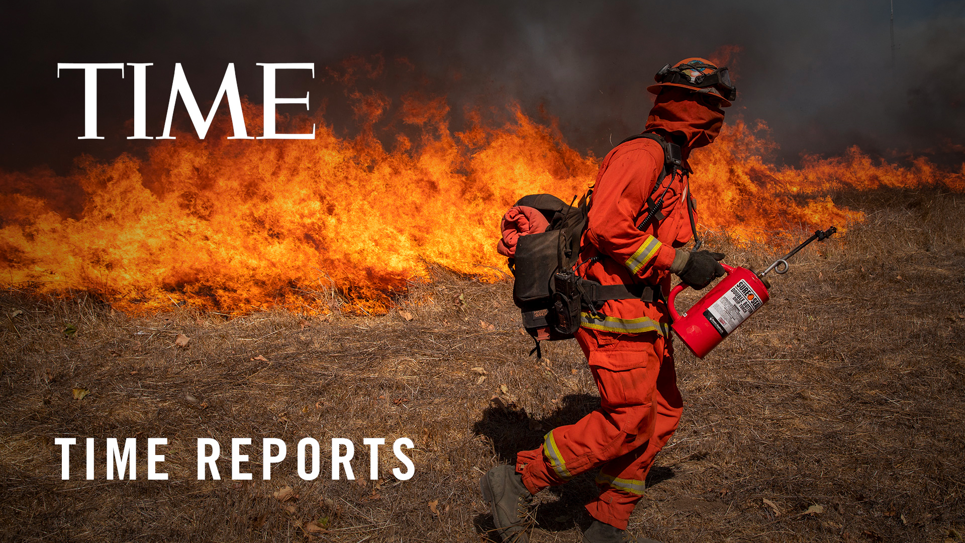 Inmate crews set backfires to heavy brush along Madera Rd. as firefighters try to keep the Easy fire from crossing the road into Thousand Oaks, California on October 30, 2019. 
