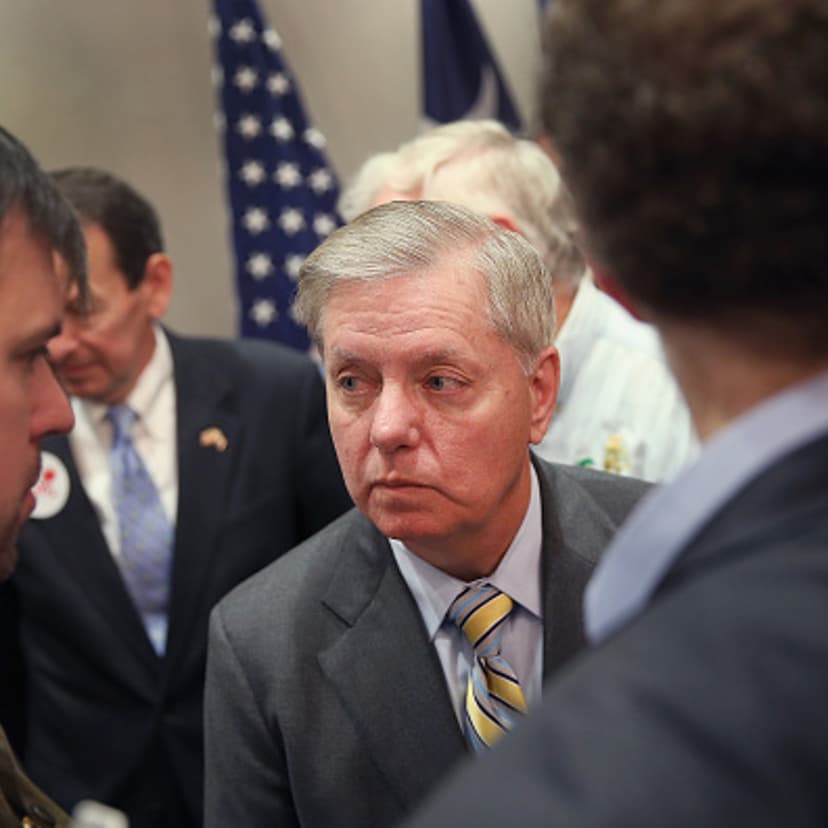 Former Republican presidential candidate and South Carolina Sen. Lindsey Graham speaks to reporters after announcing his endorsement of Jeb Bush for president on January 15, 2016 in North Charleston, South Carolina.