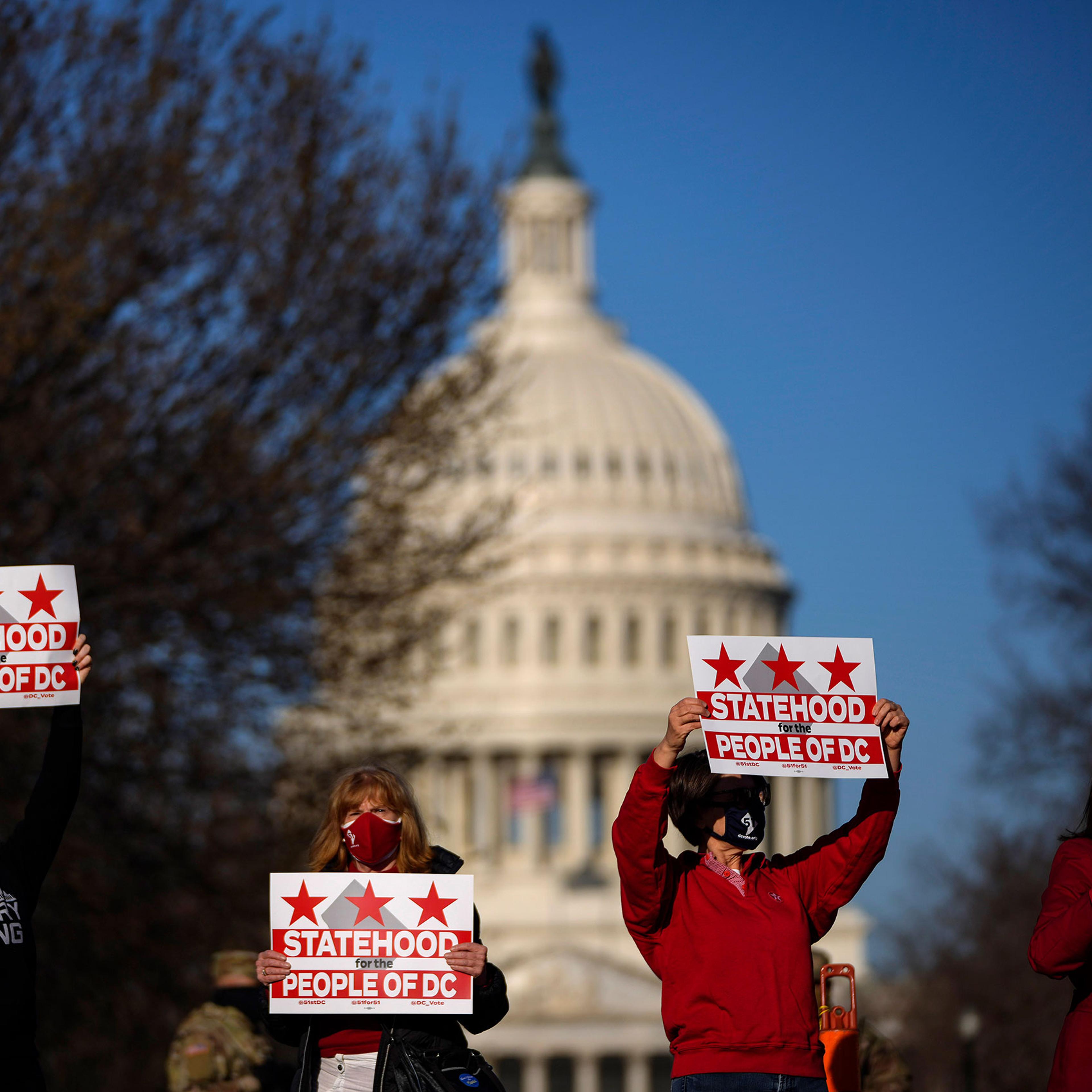 Residents of D.C.rally for statehood near the Capitol in Washington on March 22, 2021.