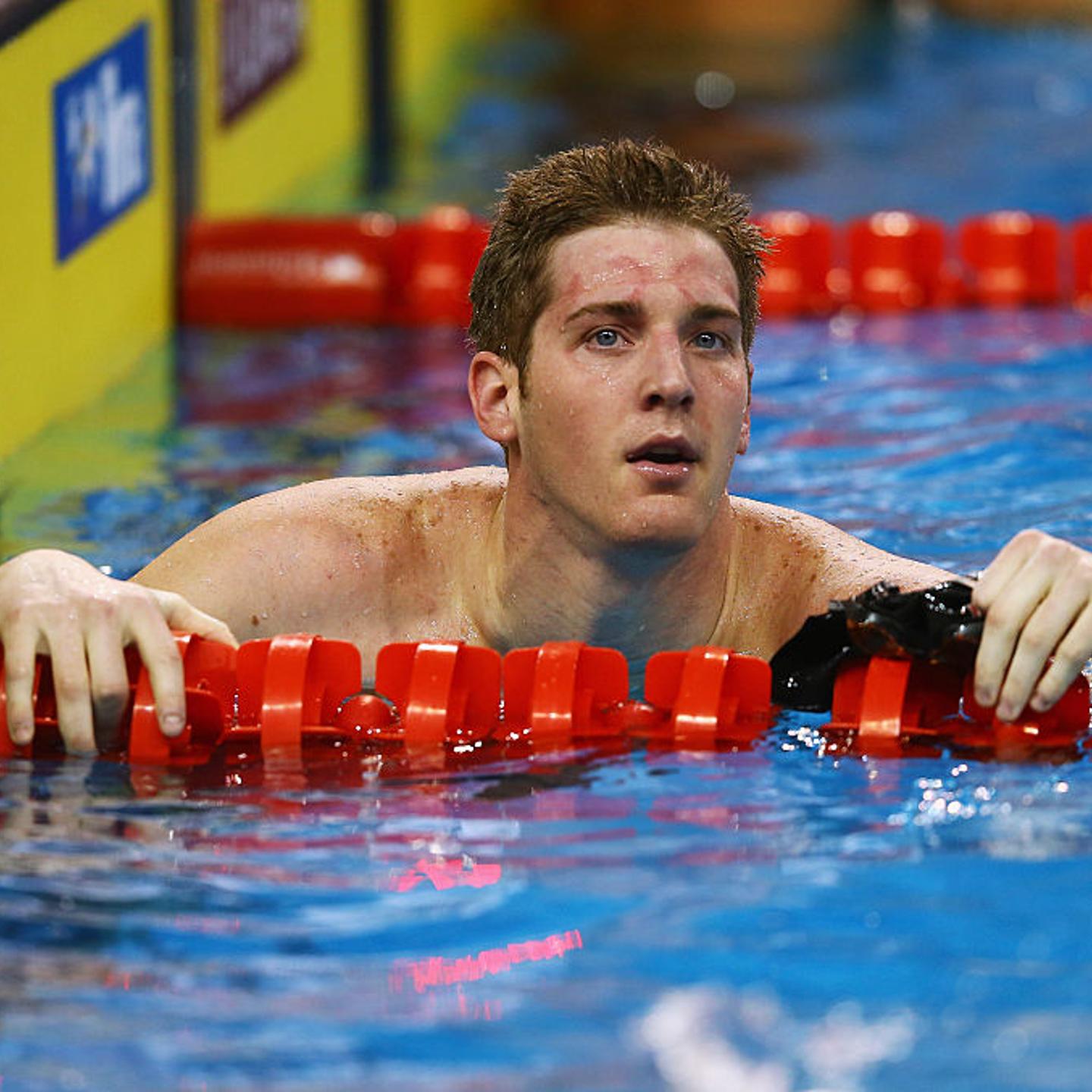 Jimmy Feigen looks on during day two of the 12th FINA World Swimming Championships (25m) at the Hamad Aquatic Centre on Dec. 4, 2014 in Doha, Qatar.