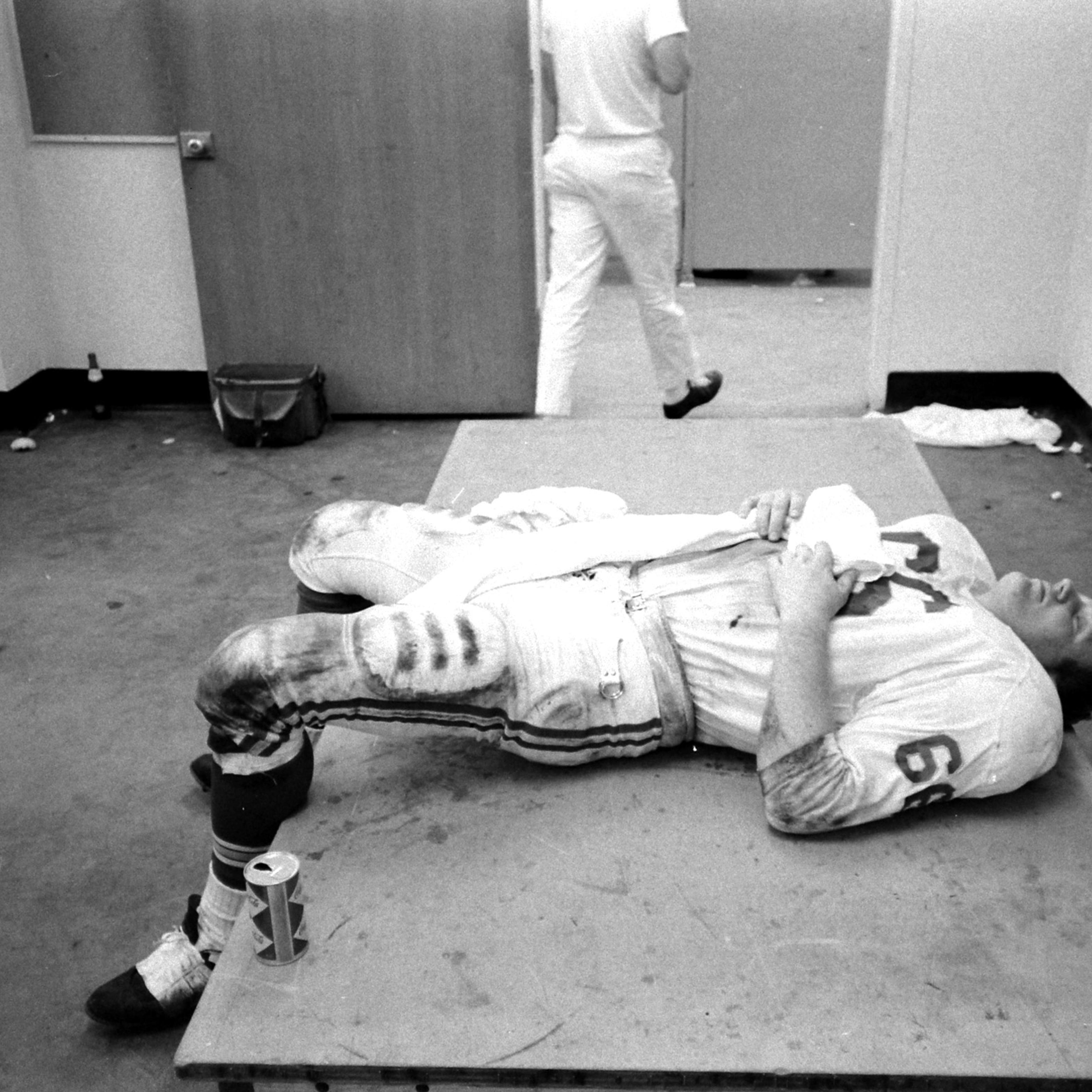 Inside the Kansas City Chief's locker room at the 1967 Superbowl.