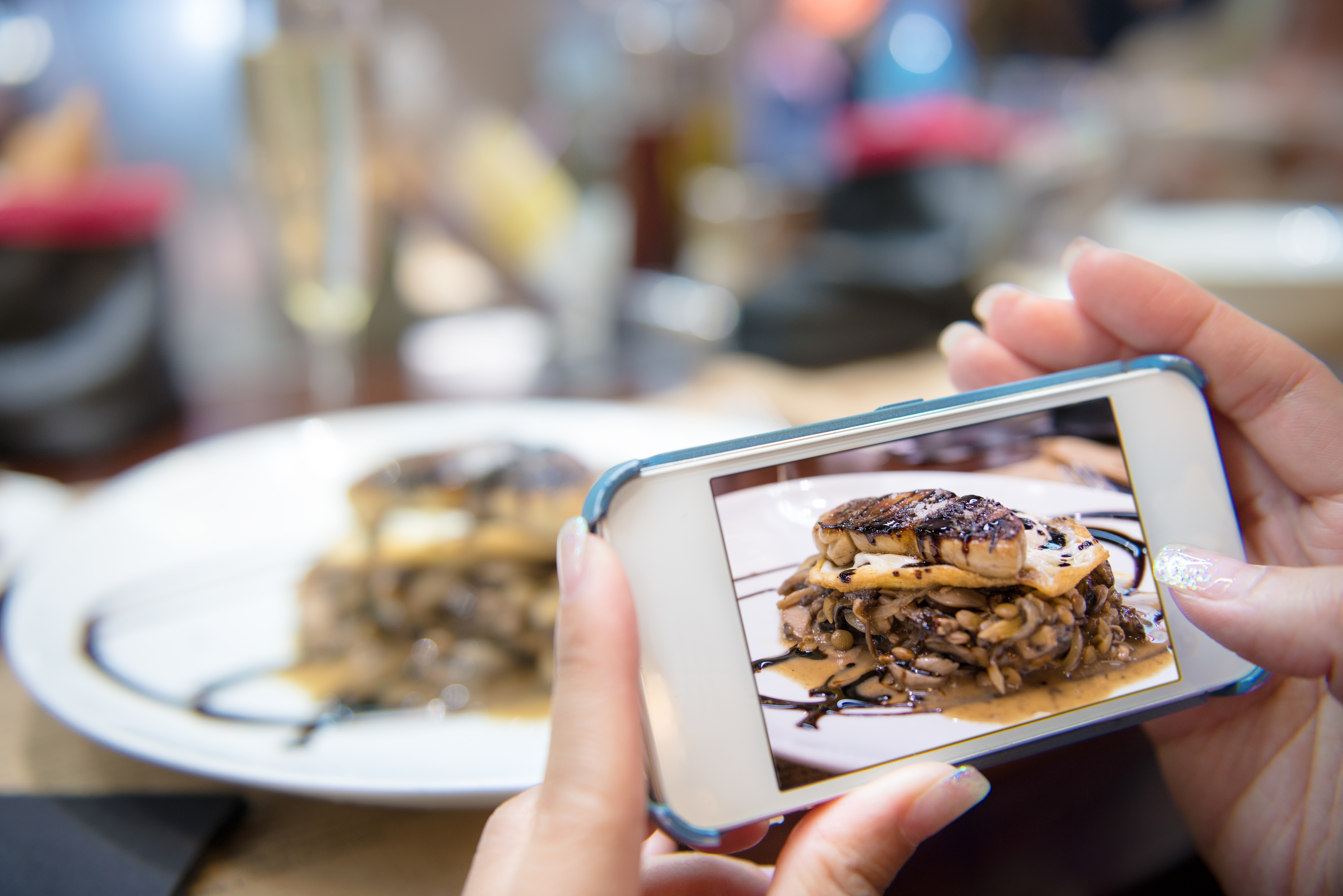 Smartphone photo before fine dining