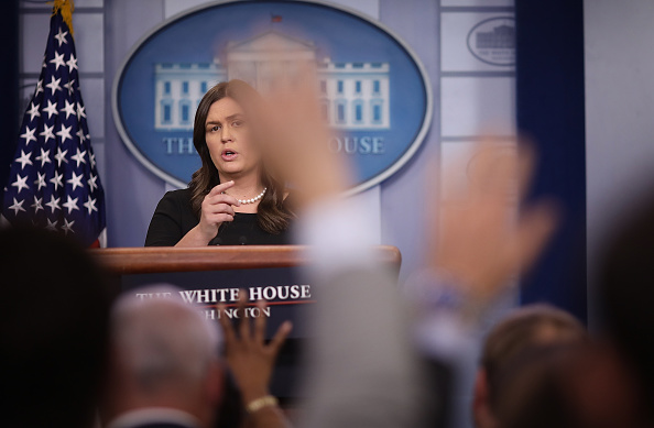 White House press secretary Sarah Huckabee Sanders answers questions during the daily White House press briefing May 22, 2018 in Washington, DC.