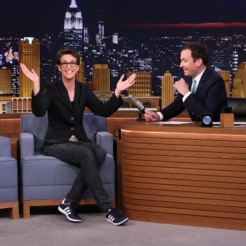 Rachel Maddow with host Jimmy Fallon on "The Tonight Show Starring Jimmy Fallon" on Aug. 20, 2015.