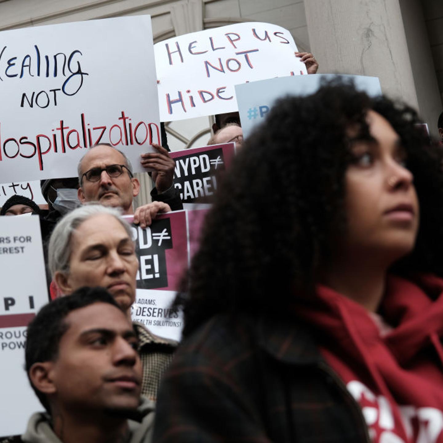 Demonstration Held At NYC's City Hall Against Mayor Adams' Plan For Mentally Ill Homeless