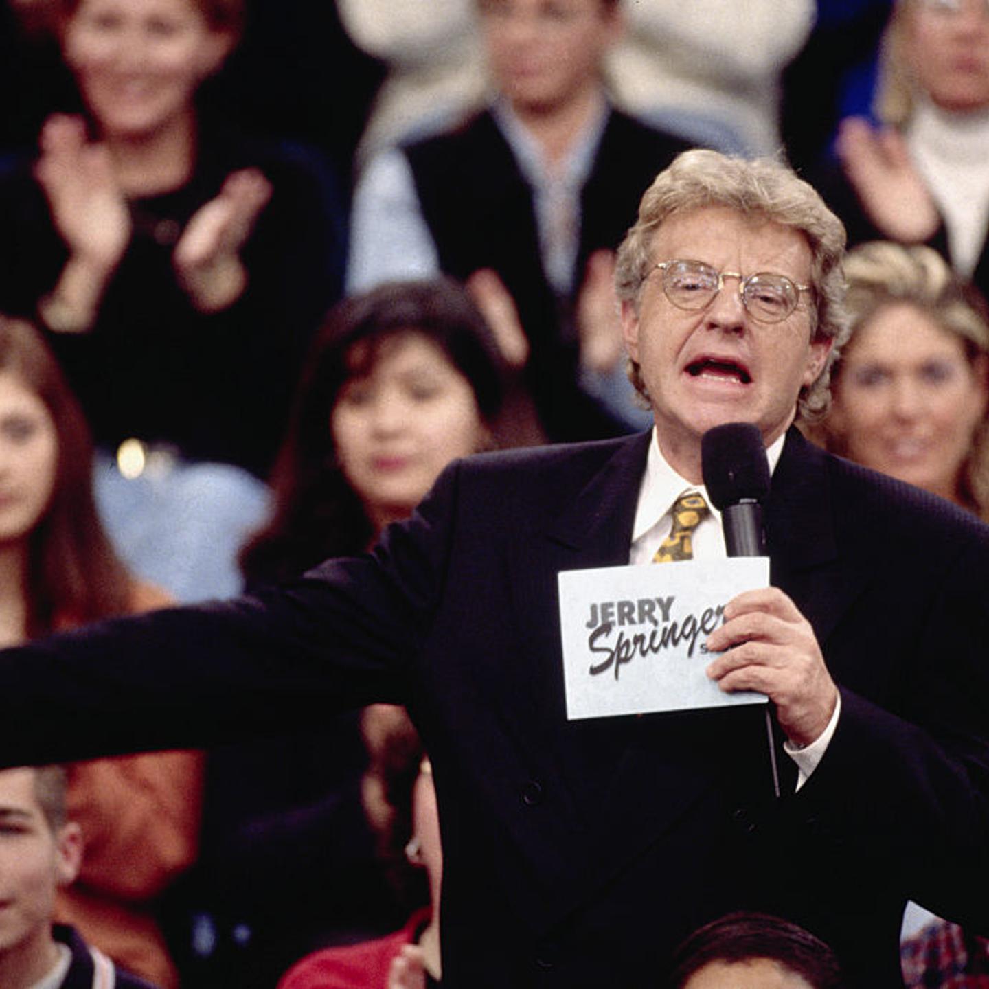 Jerry Springer Gesturing While Taping His Show