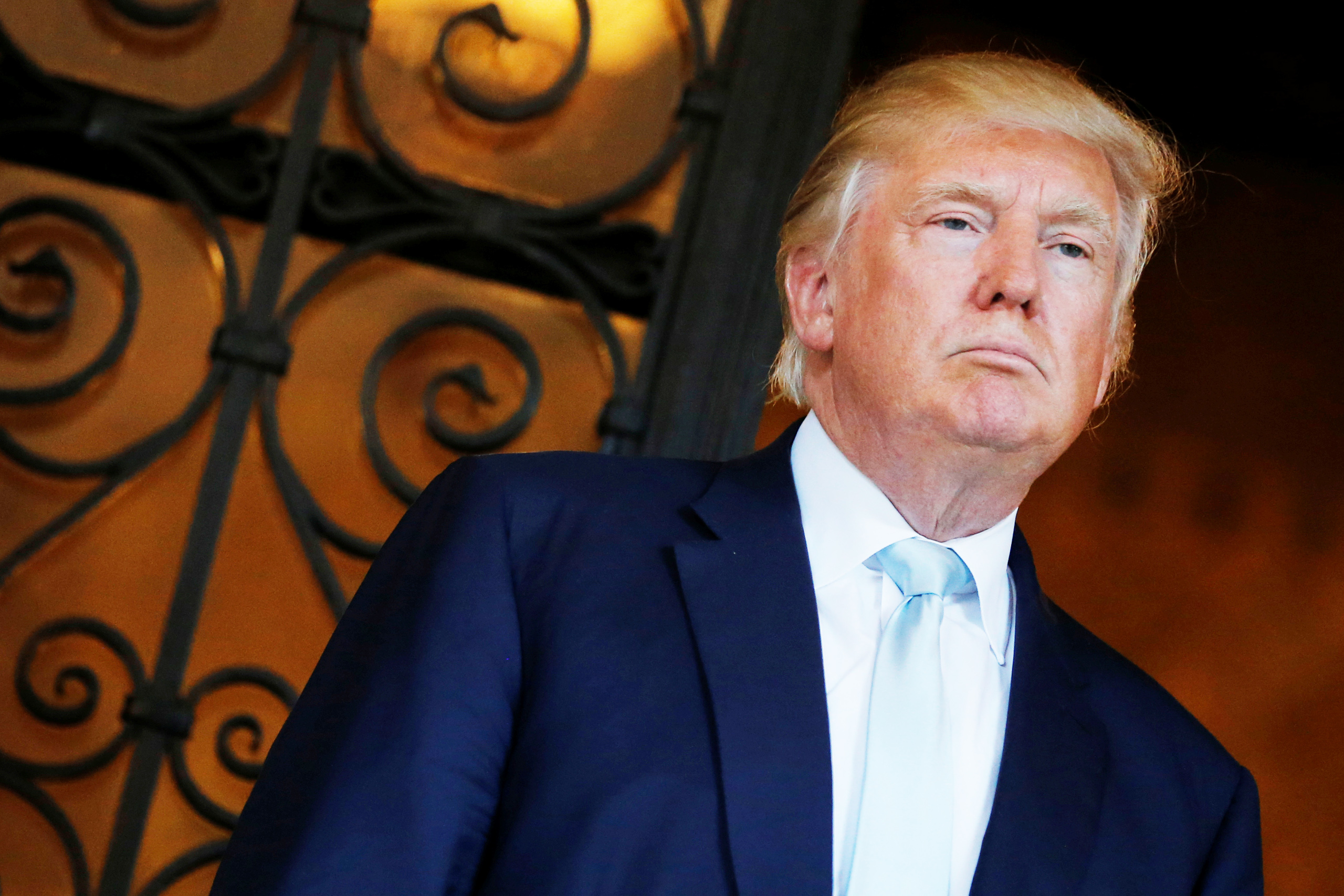 U.S. President-elect Trump delivered brief remarks to reporters at the Mar-a-lago Club in Palm Beach, Florida