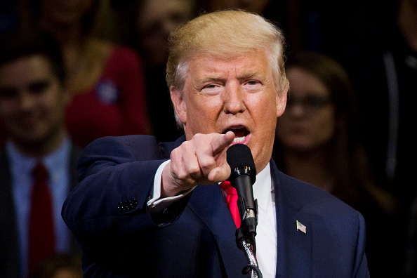 Republican presidential nominee Donald Trump speaks during a rally at Mohegan Sun Arena in Wilkes-Barre, Pennsylvania on October 10, 2016.
