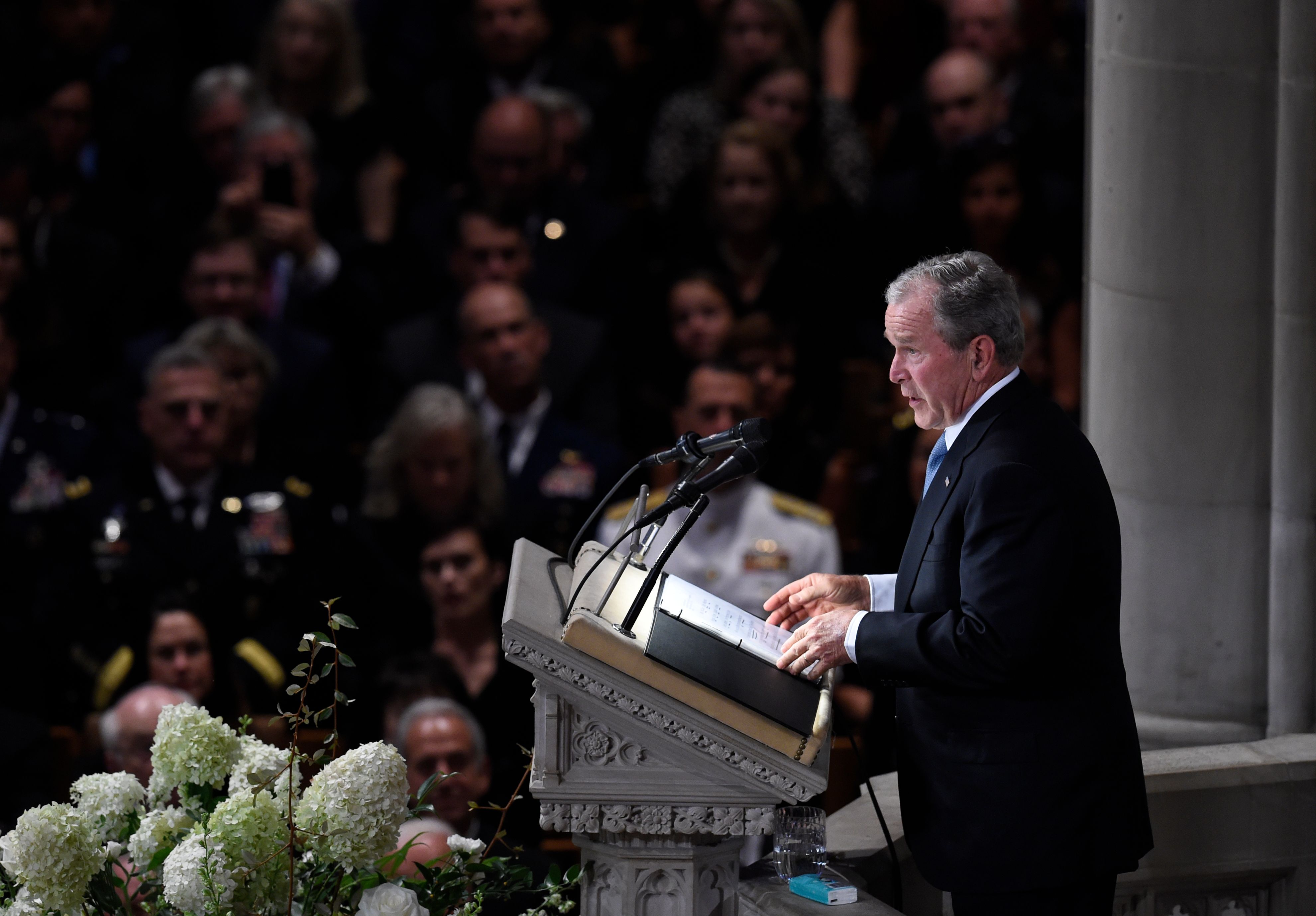 Former U.S. President George W. Bush speaking