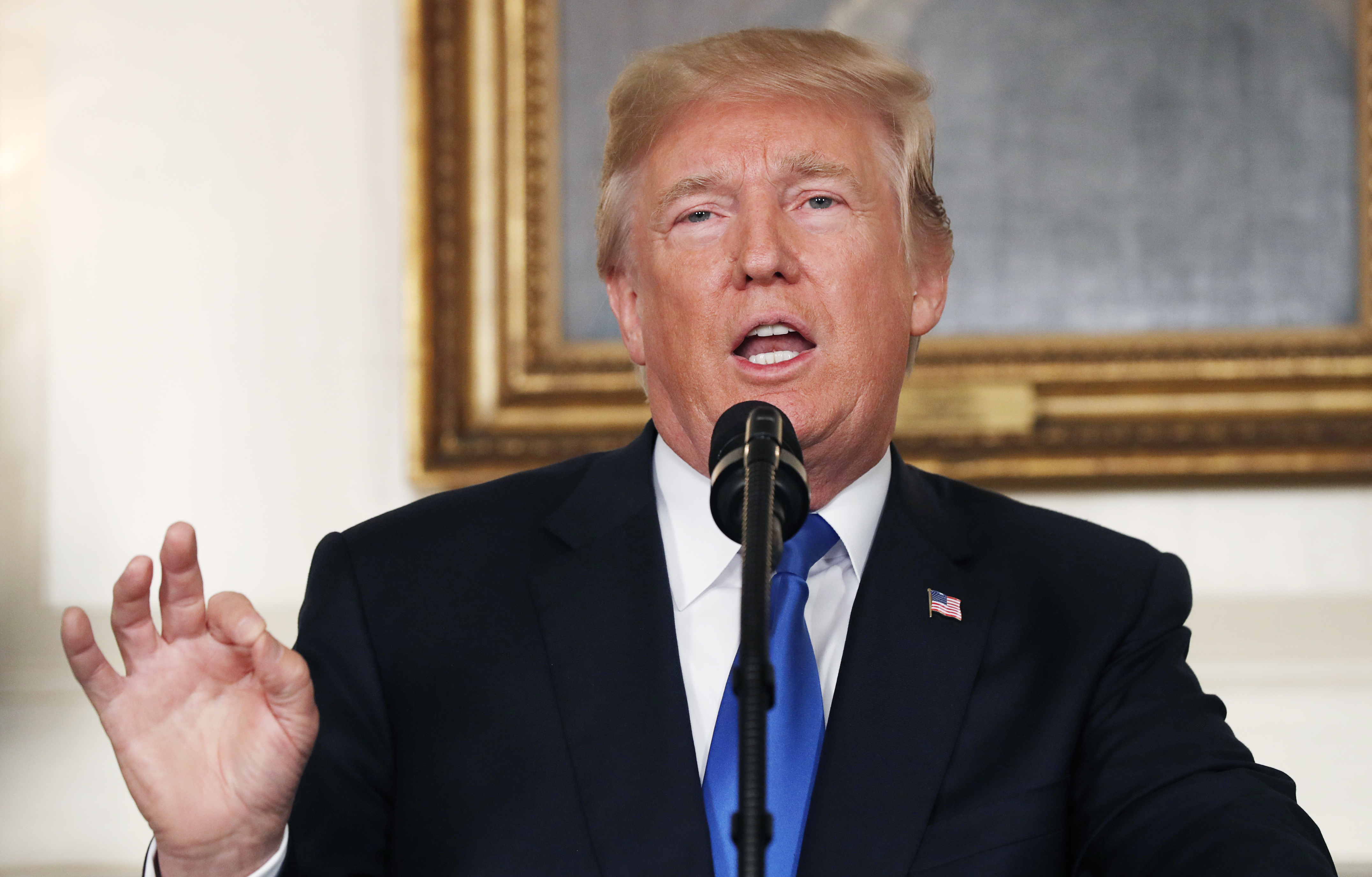 U.S. President Trump speaks about Iran and the Iran nuclear deal at the White House in Washington