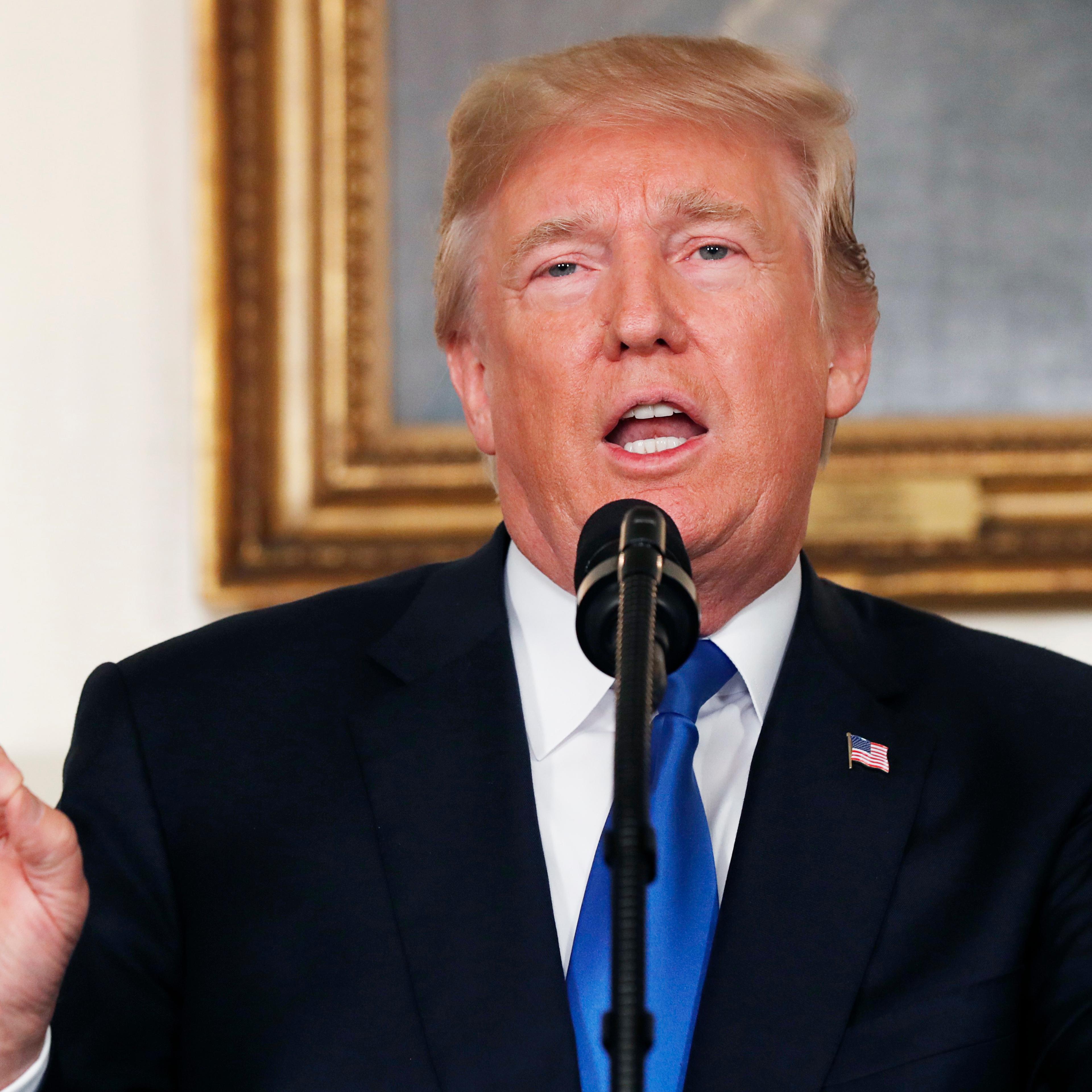 U.S. President Trump speaks about Iran and the Iran nuclear deal at the White House in Washington