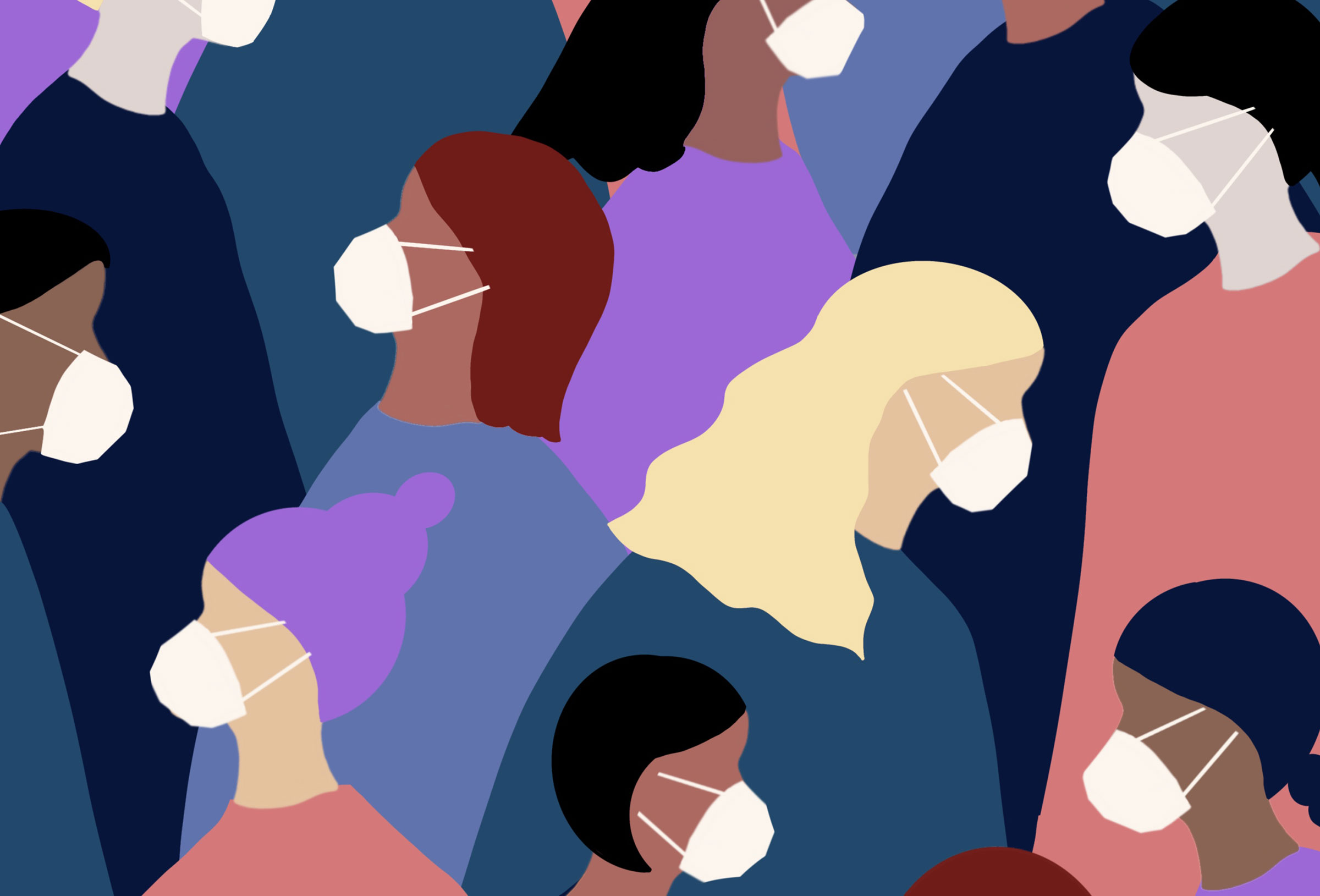 An illustration of people wearing medical face masks