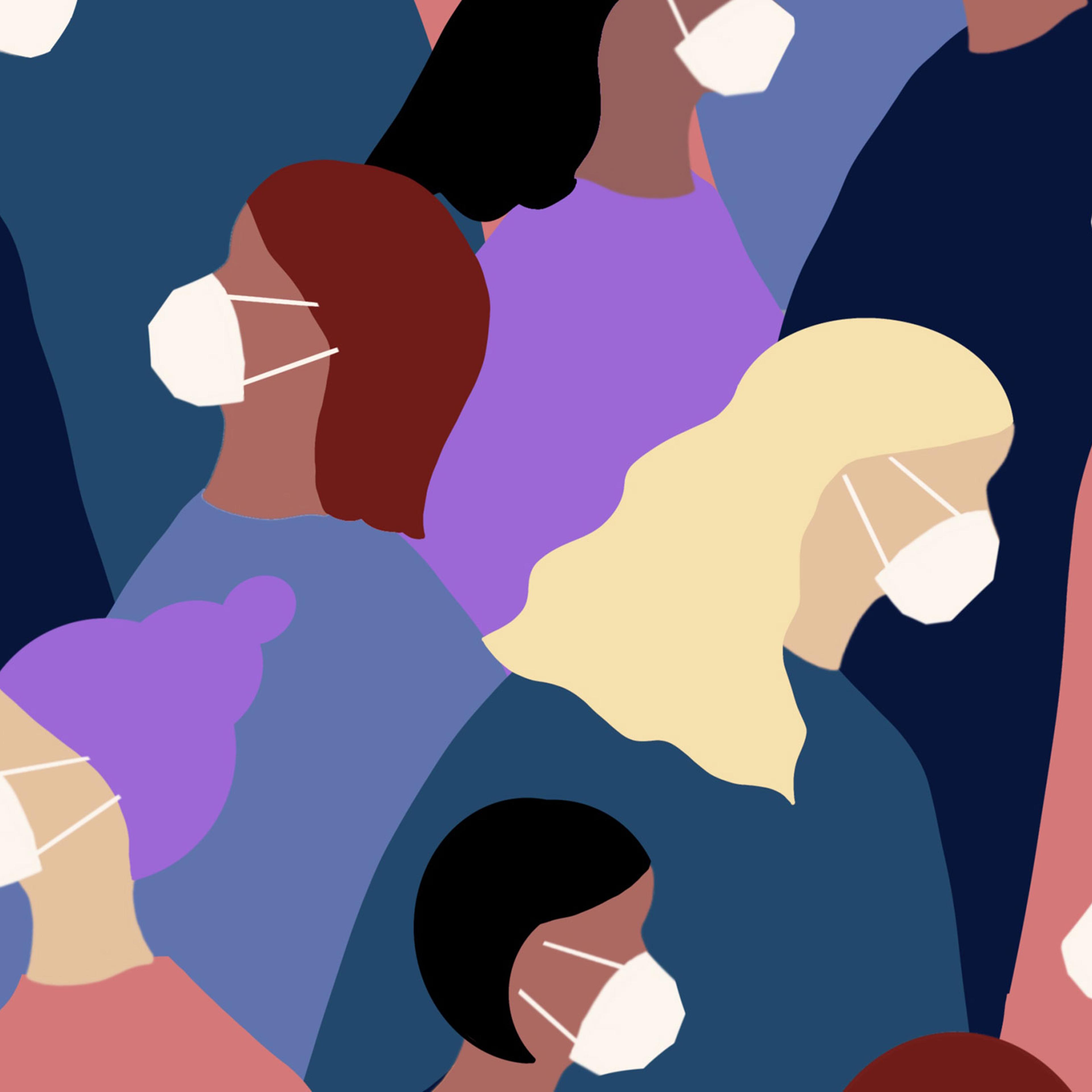 An illustration of people wearing medical face masks