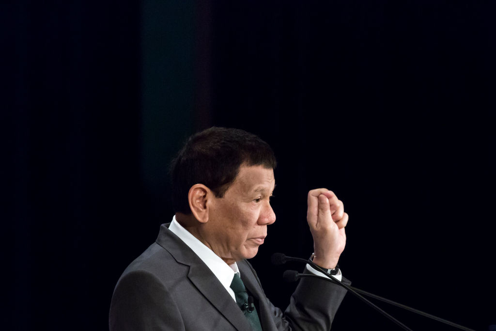 Former Philippine President Rodrigo Duterte delivers a speech during the 25th International Conference on The Future of Asia on May 31, 2019 in Tokyo, Japan.