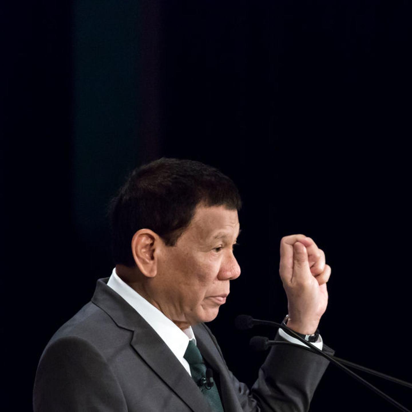 Former Philippine President Rodrigo Duterte delivers a speech during the 25th International Conference on The Future of Asia on May 31, 2019 in Tokyo, Japan.
