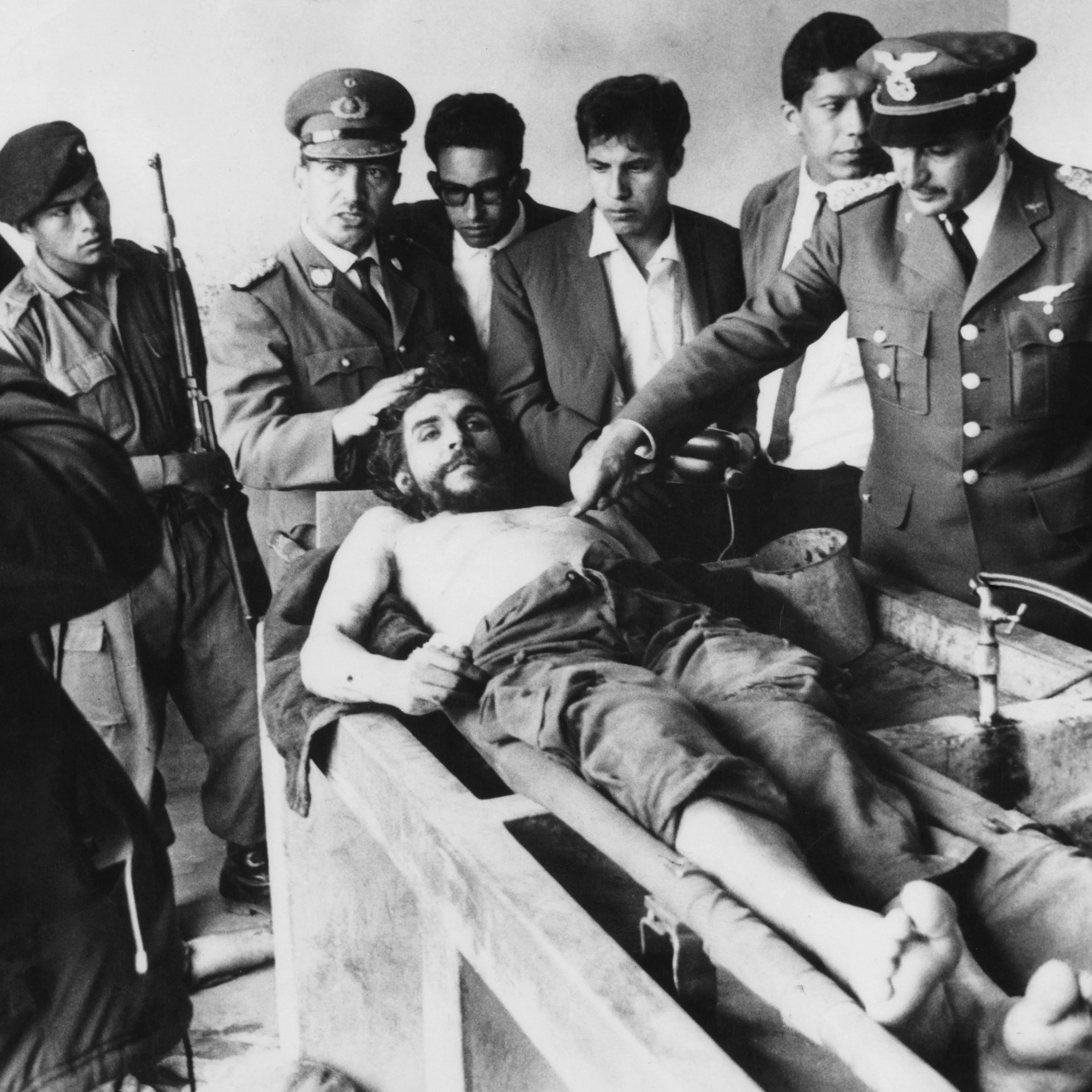 On Oct. 10, 1967, the day after his execution, the body of Argentinian communist revolutionary leader Ernesto 'Che' Guevara is put on display in Vallegrande, Bolivia