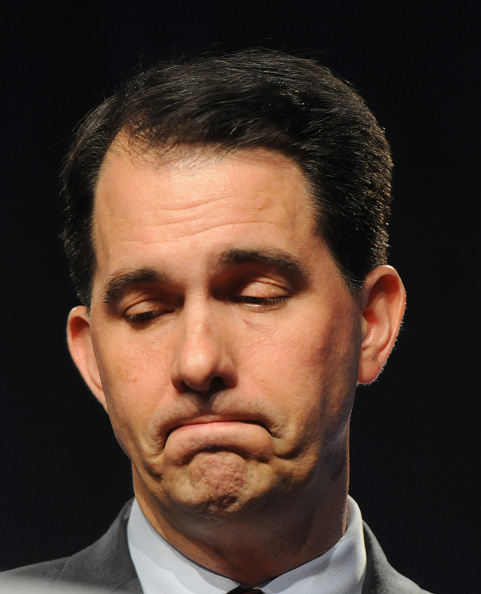 Republican Presidential hopeful and Wisconsin Gov. Scott Walker speaks at the Iowa Faith &amp; Freedom Coalition 15th Annual Family Banquet and Presidential Forum held at the Iowa State fairgrounds on September 19, 2015 in Des Moines, Iowa.