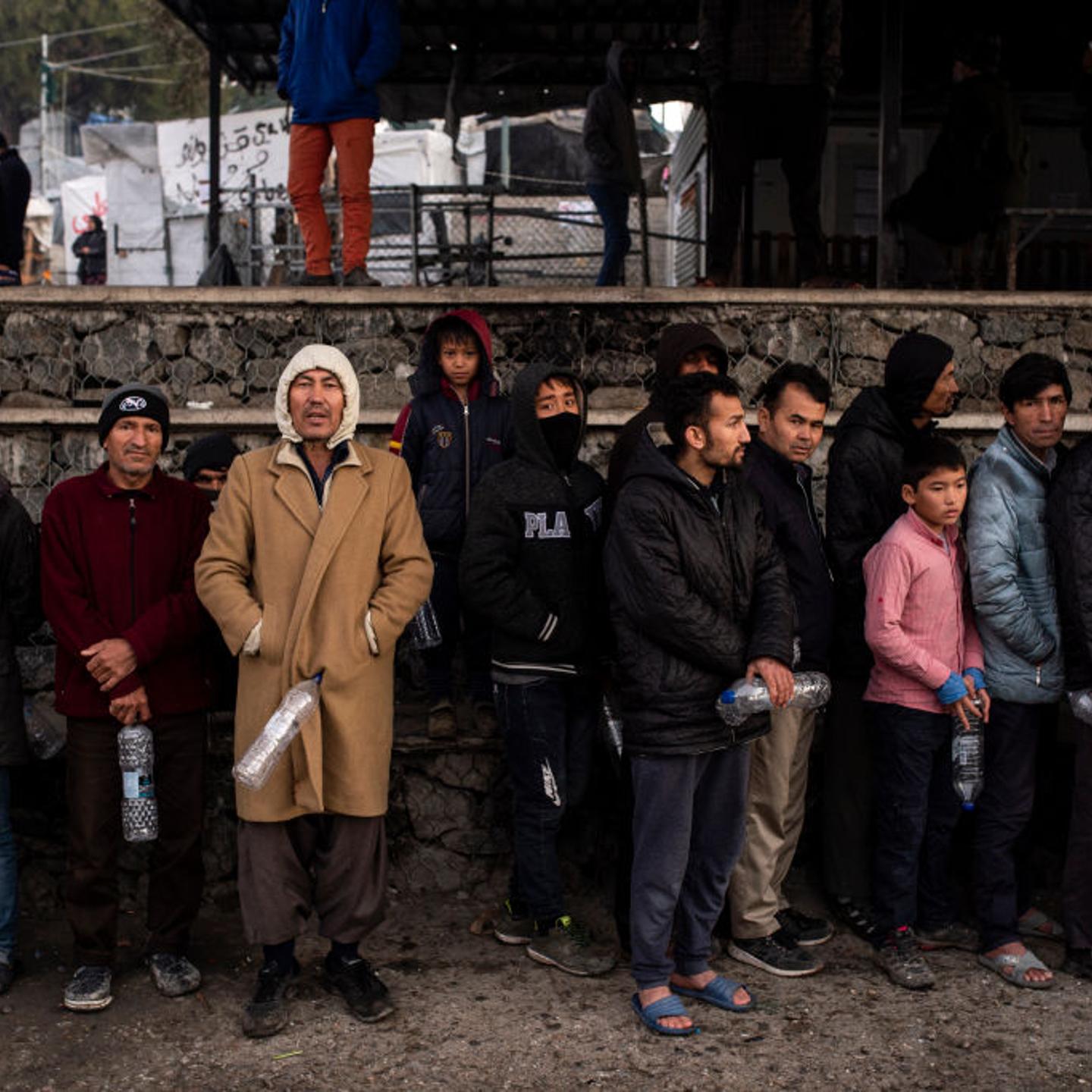 Refugees on Lesbos.